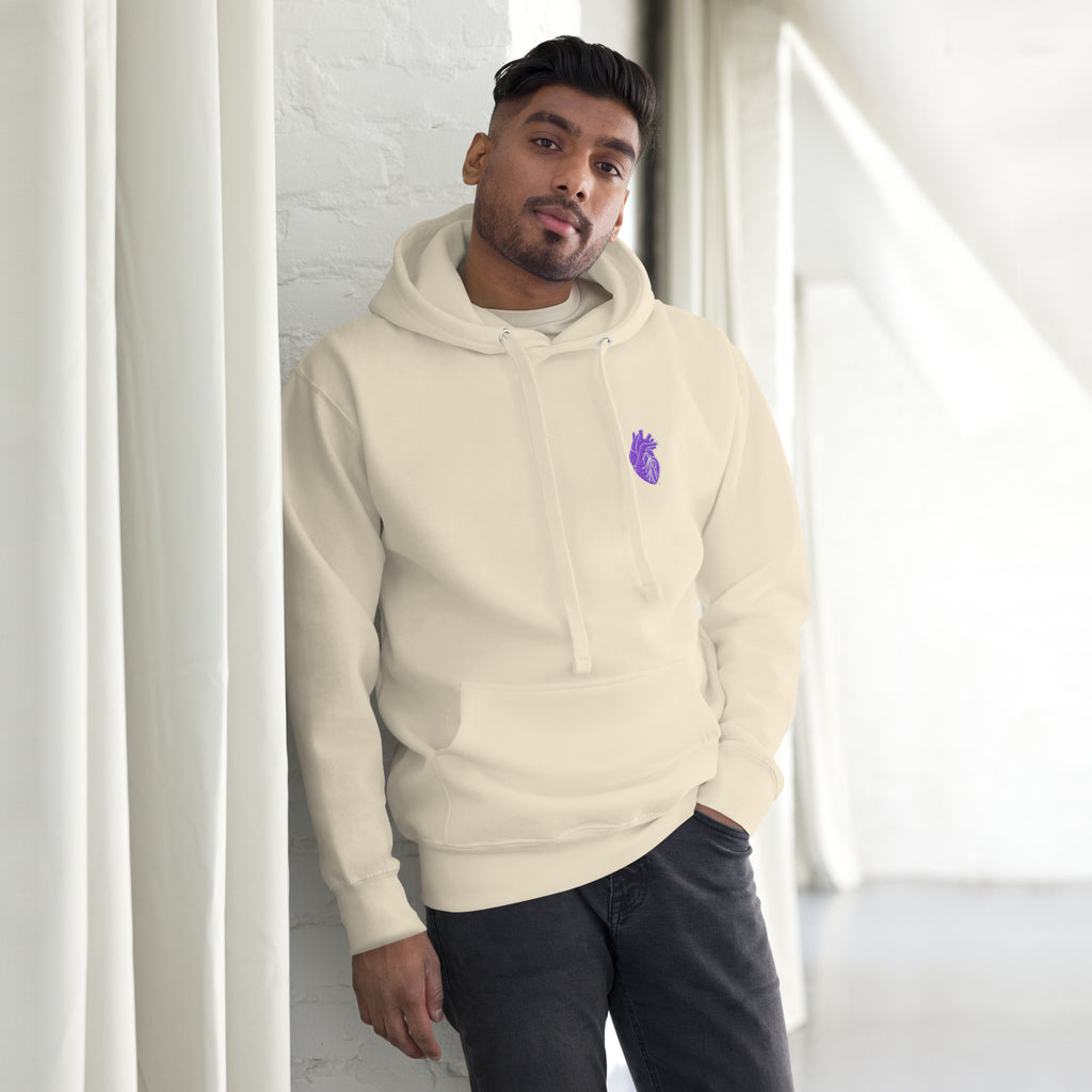 Iconic Heart Hoodie - Purple & White Embroidery
