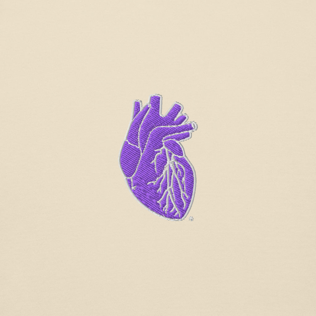 Iconic Heart Hoodie - Purple & White Embroidery