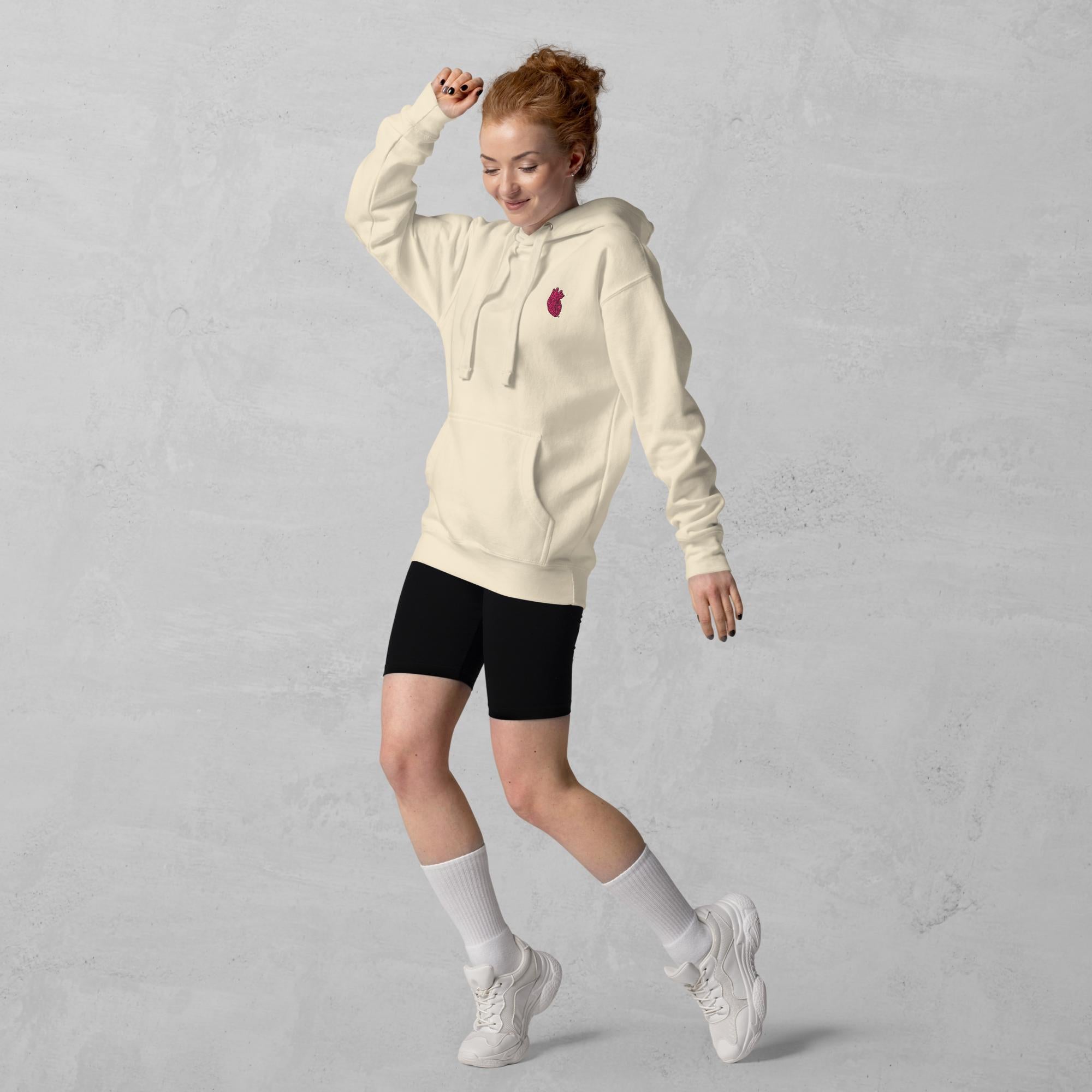 Iconic Heart Unisex Hoodie - Premium Fit - Pink & Black Embroidery