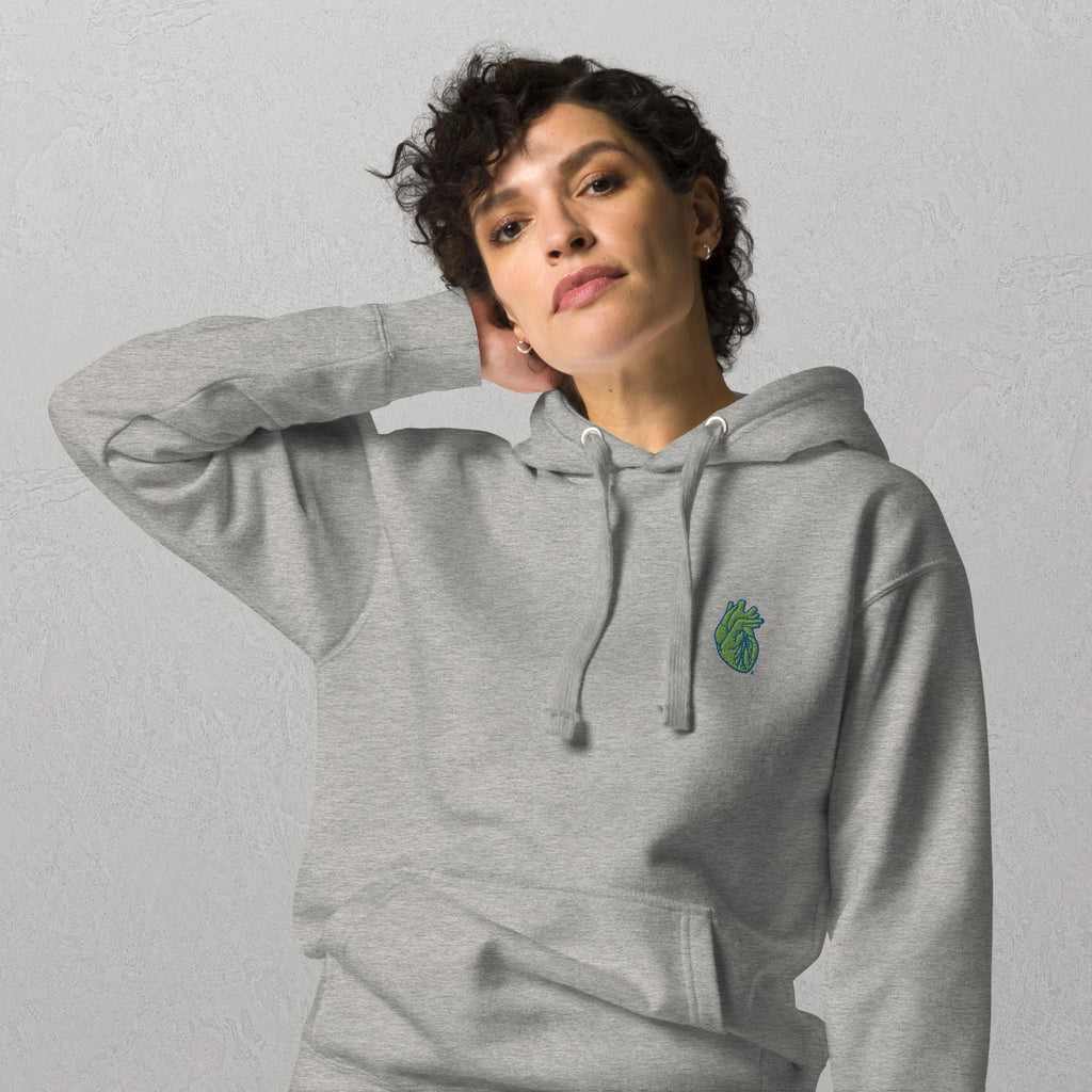Iconic Heart Hoodie - Green & Blue Embroidery
