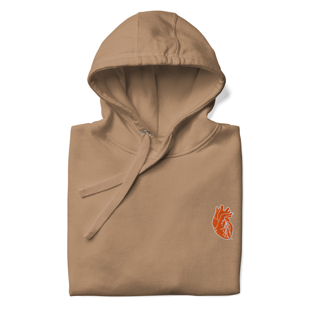 Iconic Heart Hoodie - Orange & White Embroidery