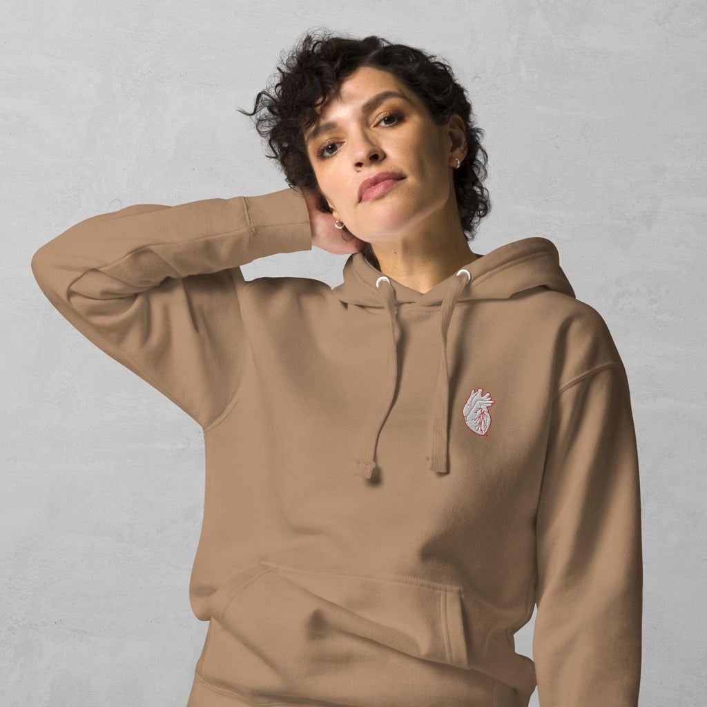 Iconic Heart Hoodie - White & Red Embroidery
