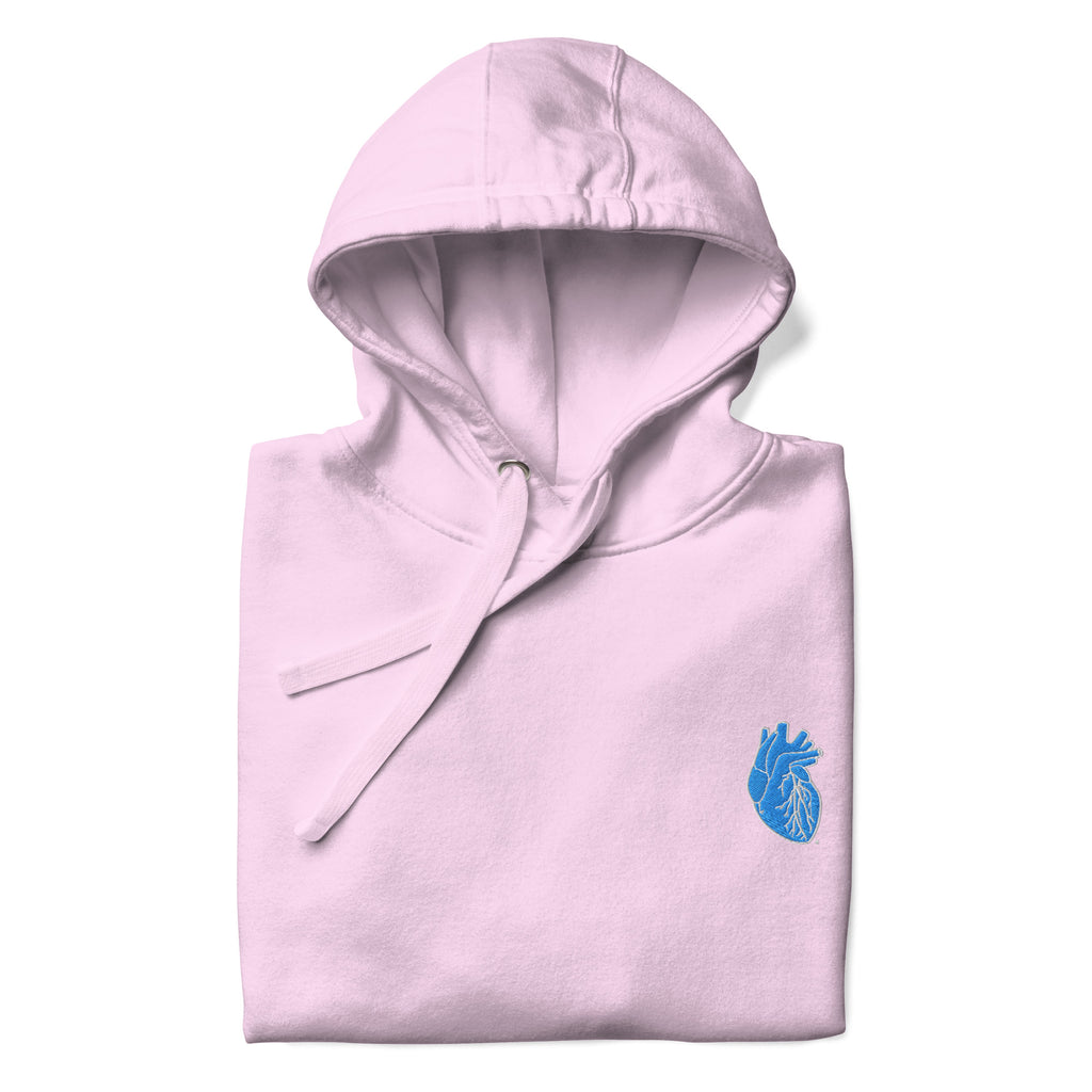 Iconic Heart Hoodie - Blue & White Embroidery