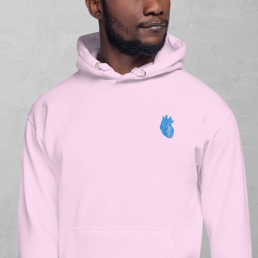 Iconic Heart Hoodie - Blue & White Embroidery