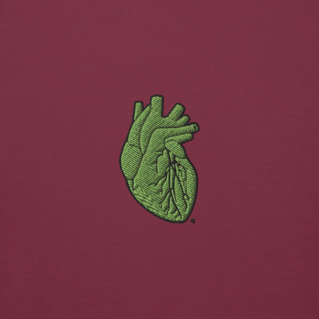 Iconic Heart Hoodie - Green & Black Embroidery