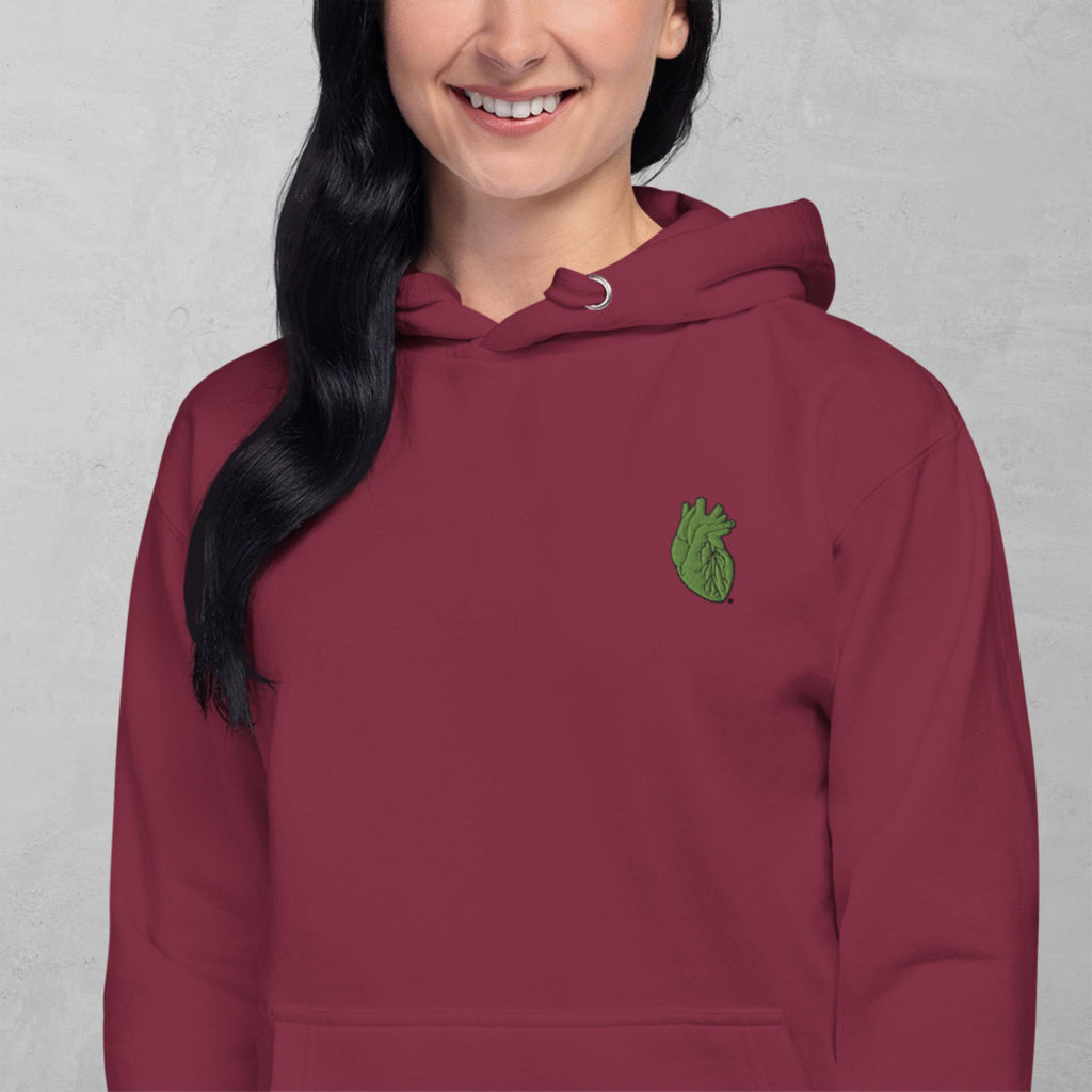 Iconic Heart Hoodie - Green & Black Embroidery