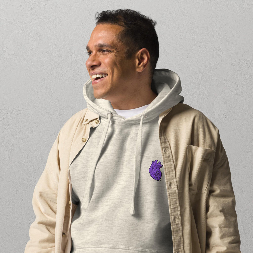 Iconic Heart Hoodie - Purple & Black Embroidery