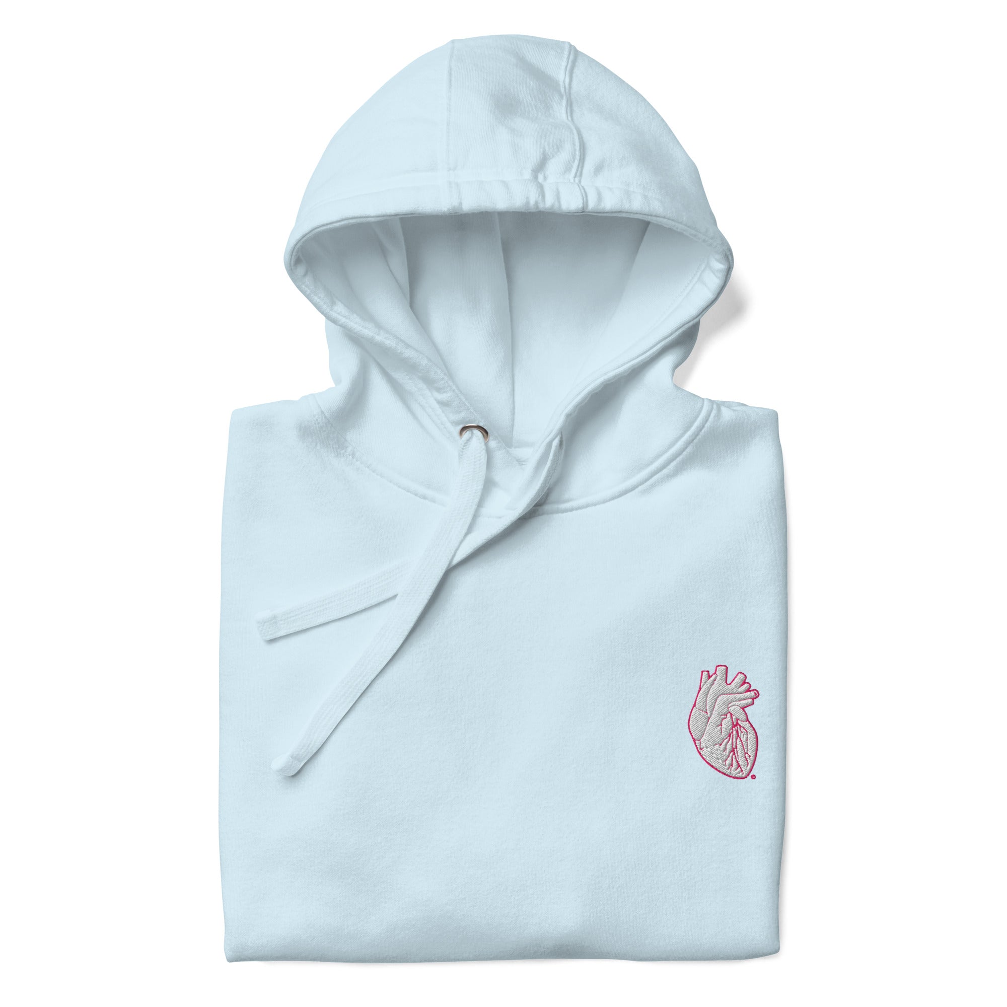 Iconic Heart Unisex Hoodie - White & Pink Embroidery