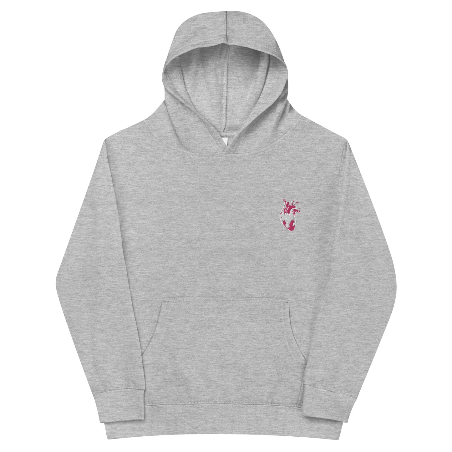 Embroidered White&Pink Heart #2 Kids fleece hoodie