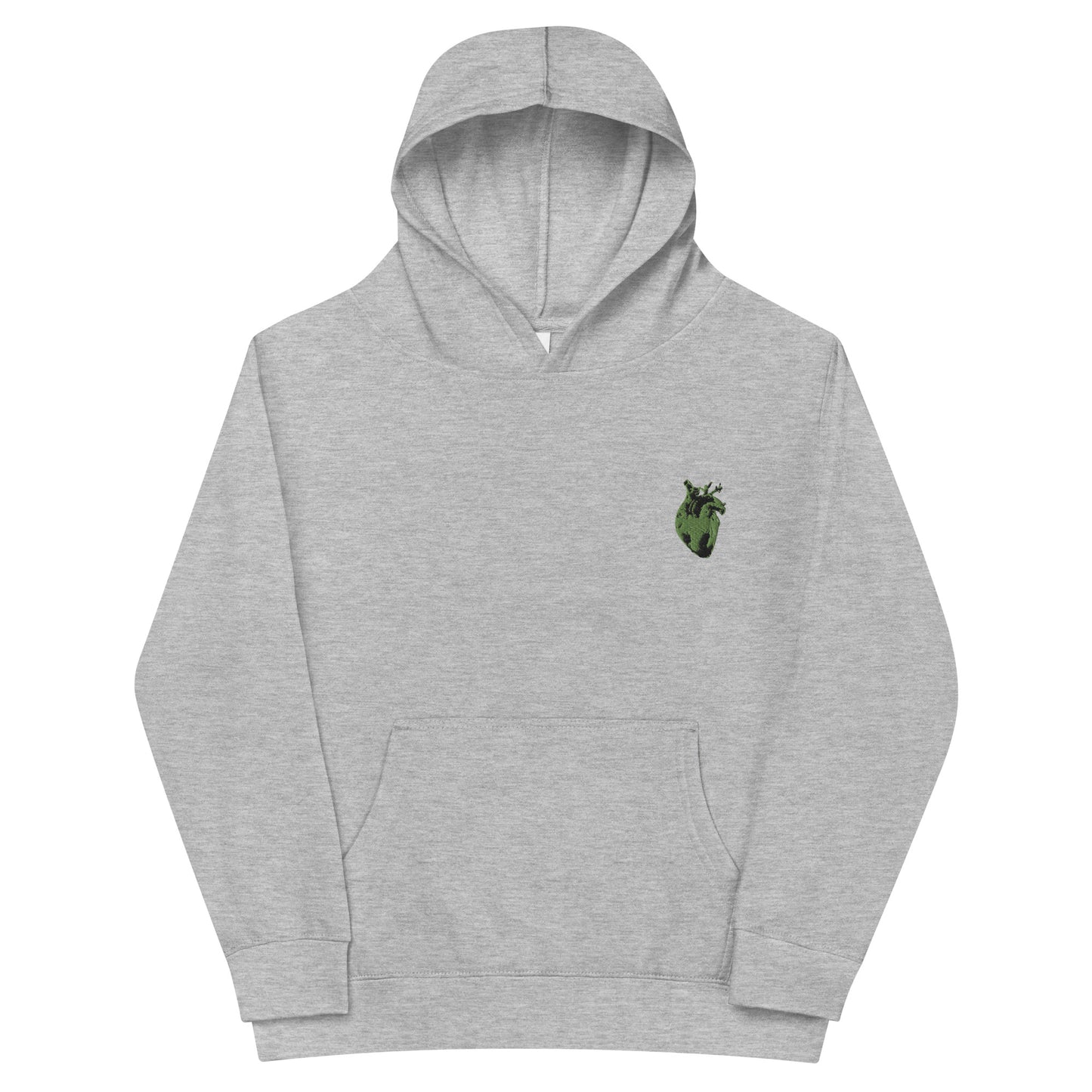 Embroidered Green Heart #2 Kids fleece hoodie