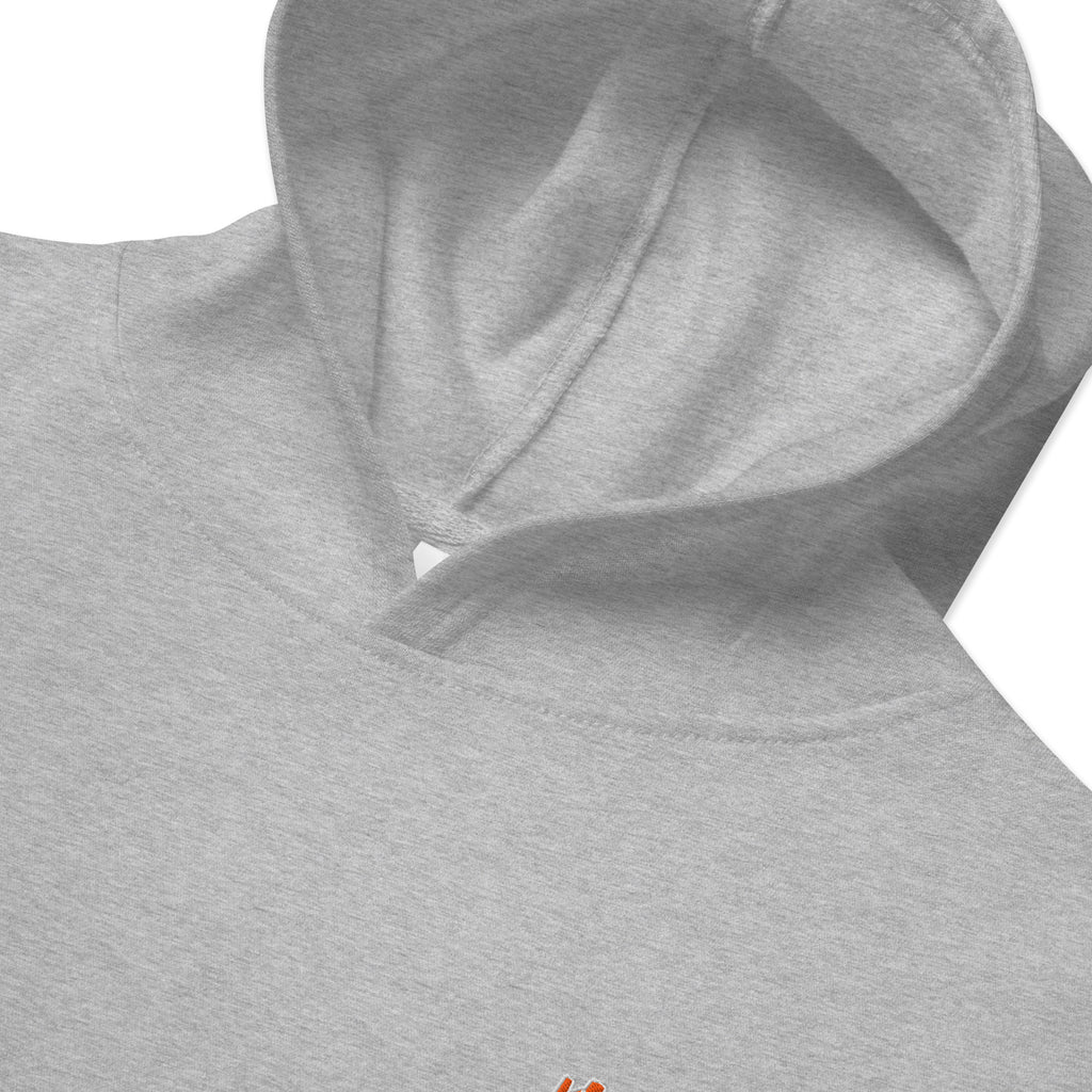 Iconic Heart Kids fleece Hoodie - Orange & White Embroidery