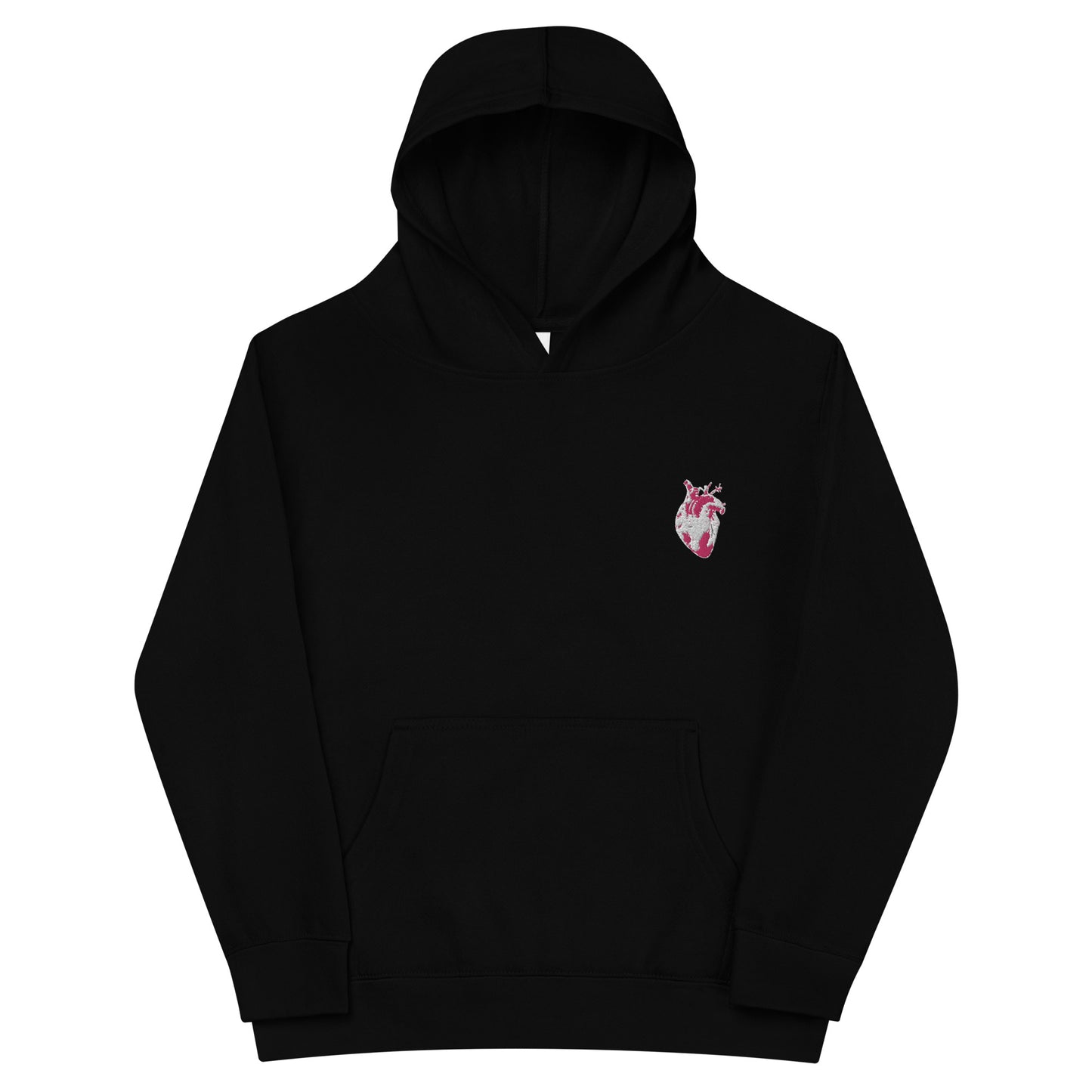 Embroidered White&Pink Heart #2 Kids fleece hoodie