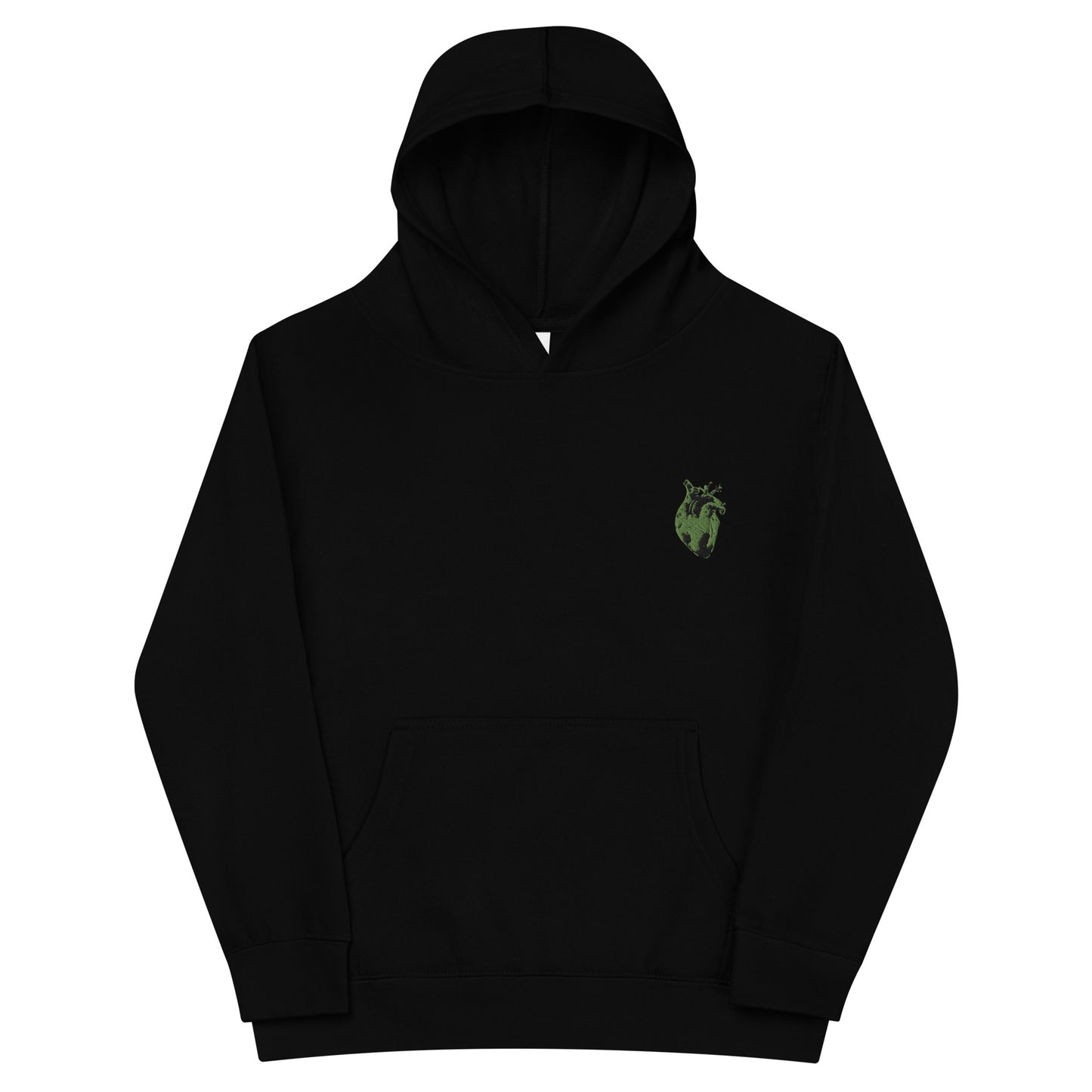 Embroidered Green Heart #2 Kids fleece hoodie