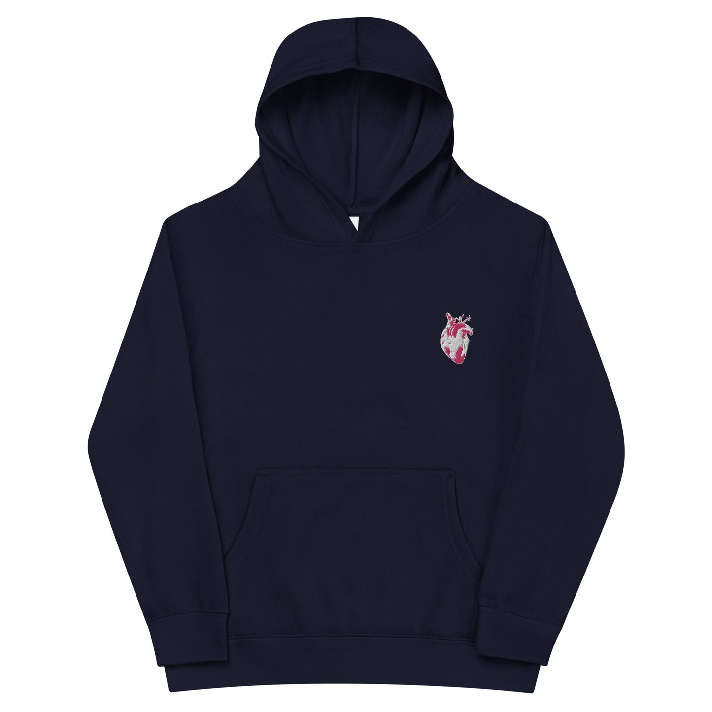 Embroidered White&Pink Heart #2 Kids fleece hoodie