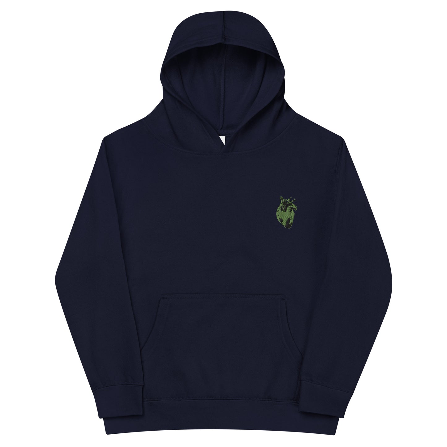 Embroidered Green Heart #2 Kids fleece hoodie