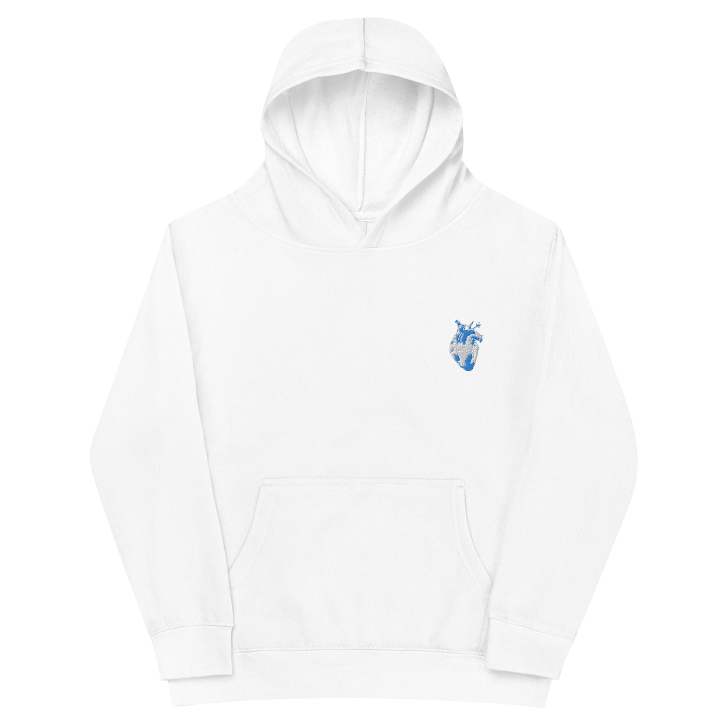 Embroidered White&Blue Heart #2 Kids fleece hoodie