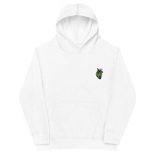 Embroidered Green Heart #2 Kids fleece hoodie