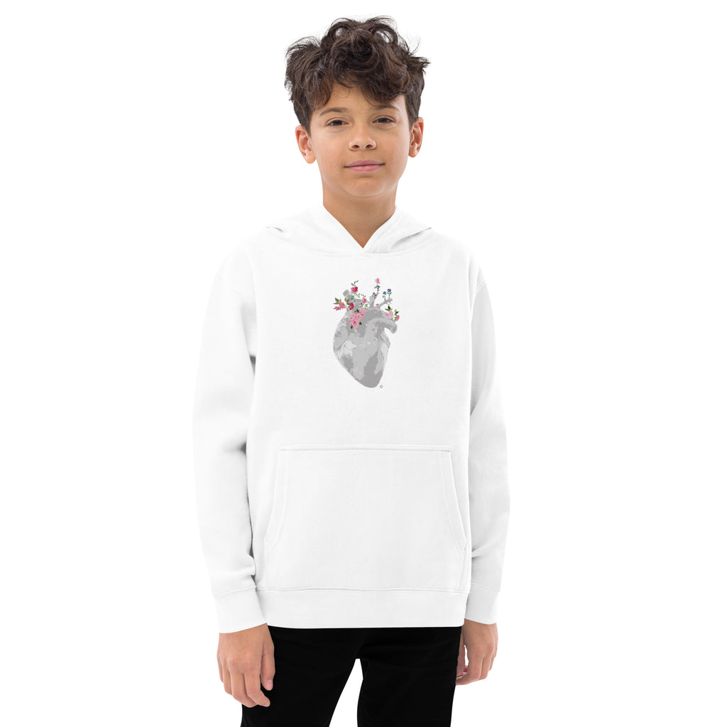 Soft Bloom Heart Kids fleece Hoodie