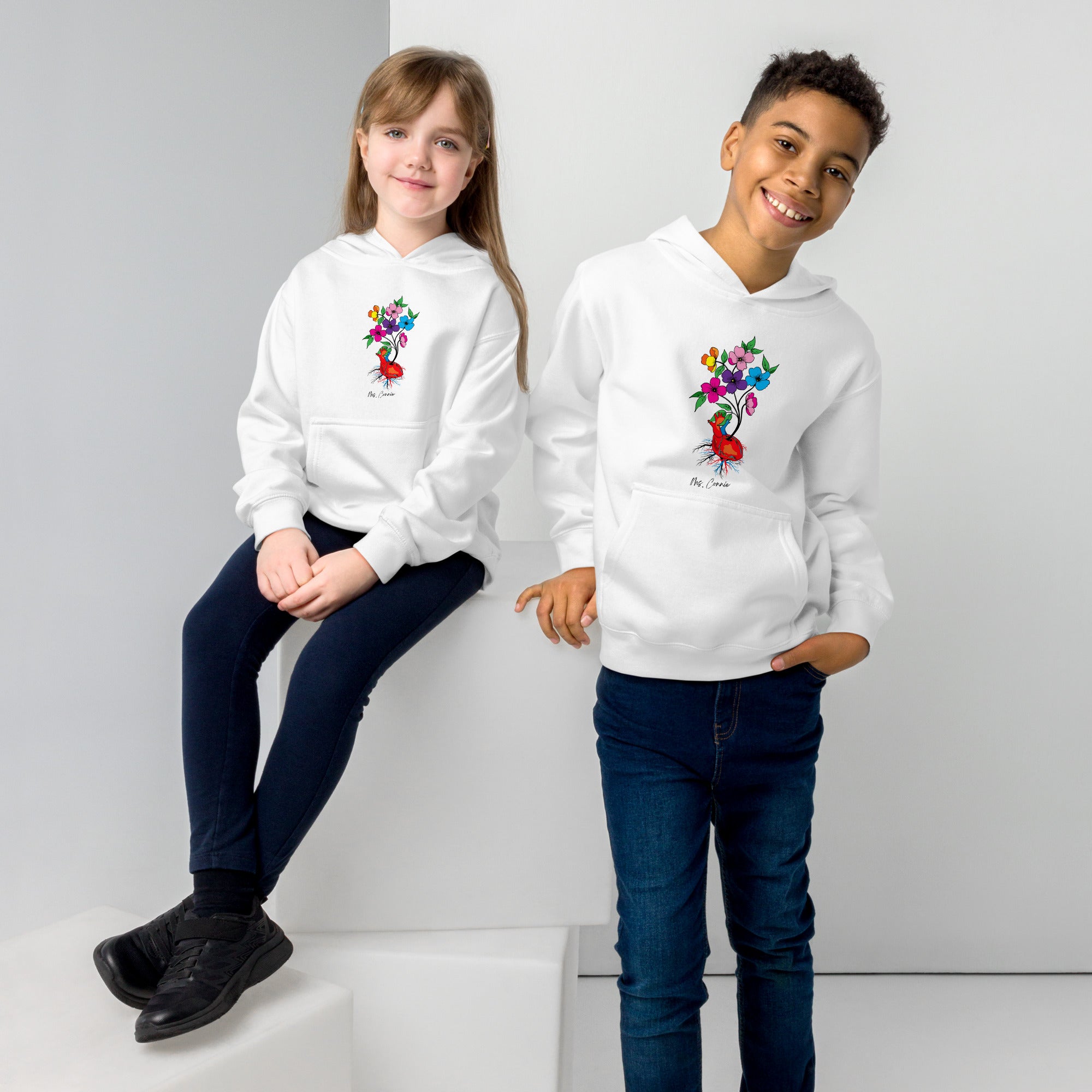 Ms. Connie Heart in Bloom Kids fleece Hoodie