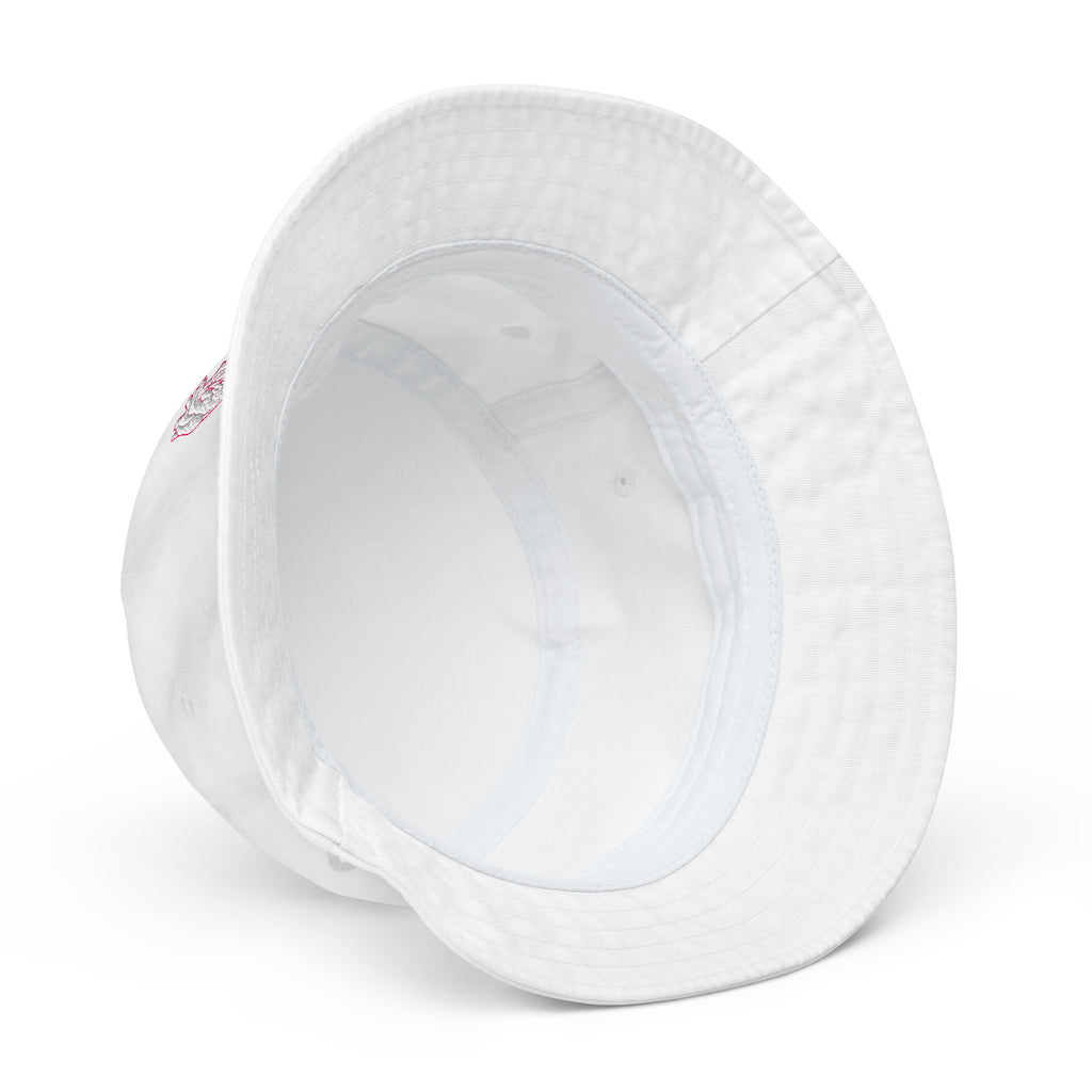 Iconic Heart Organic Bucket Hat - White & Pink Embroidery