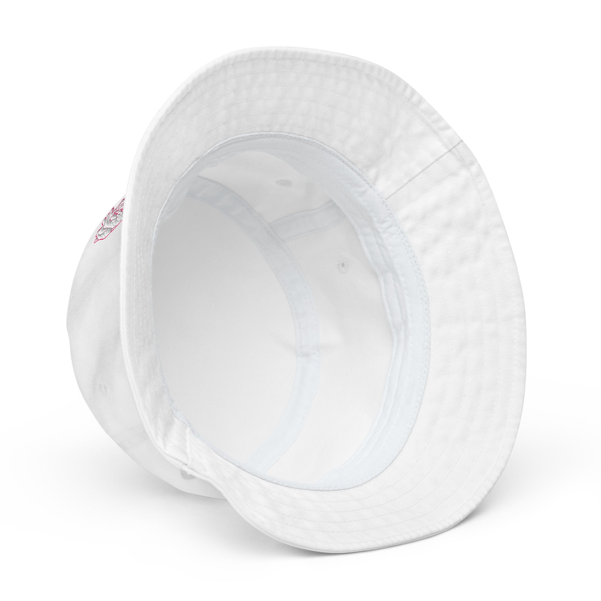 Iconic Heart Organic Bucket Hat - White & Pink Embroidery