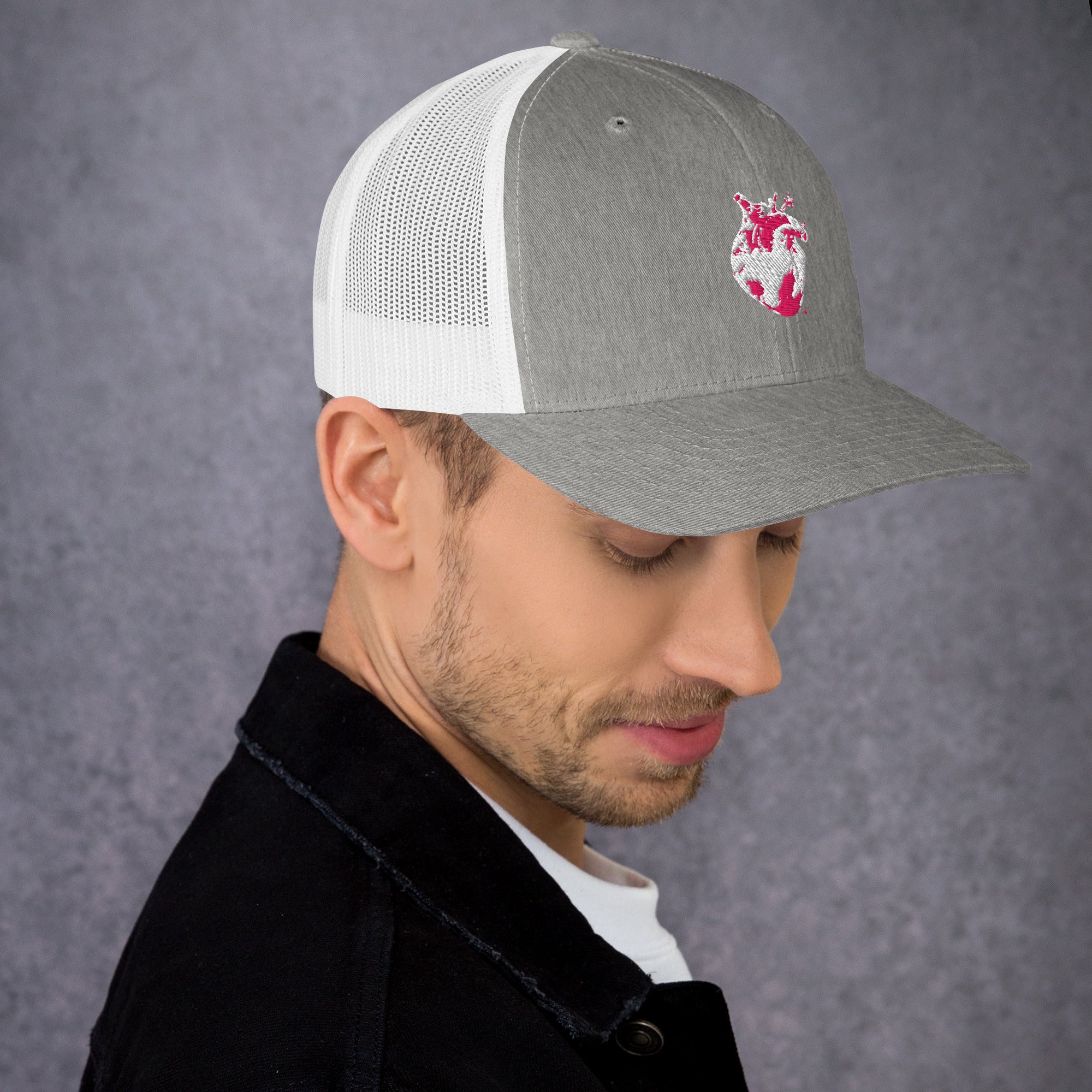 Atomic Heart Trucker Cap - Pink & White Embroidery
