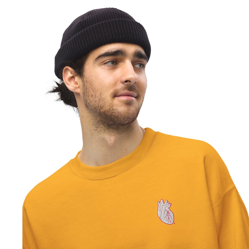 Iconic Heart Classic Sweatshirt - White & Pink Embroidery