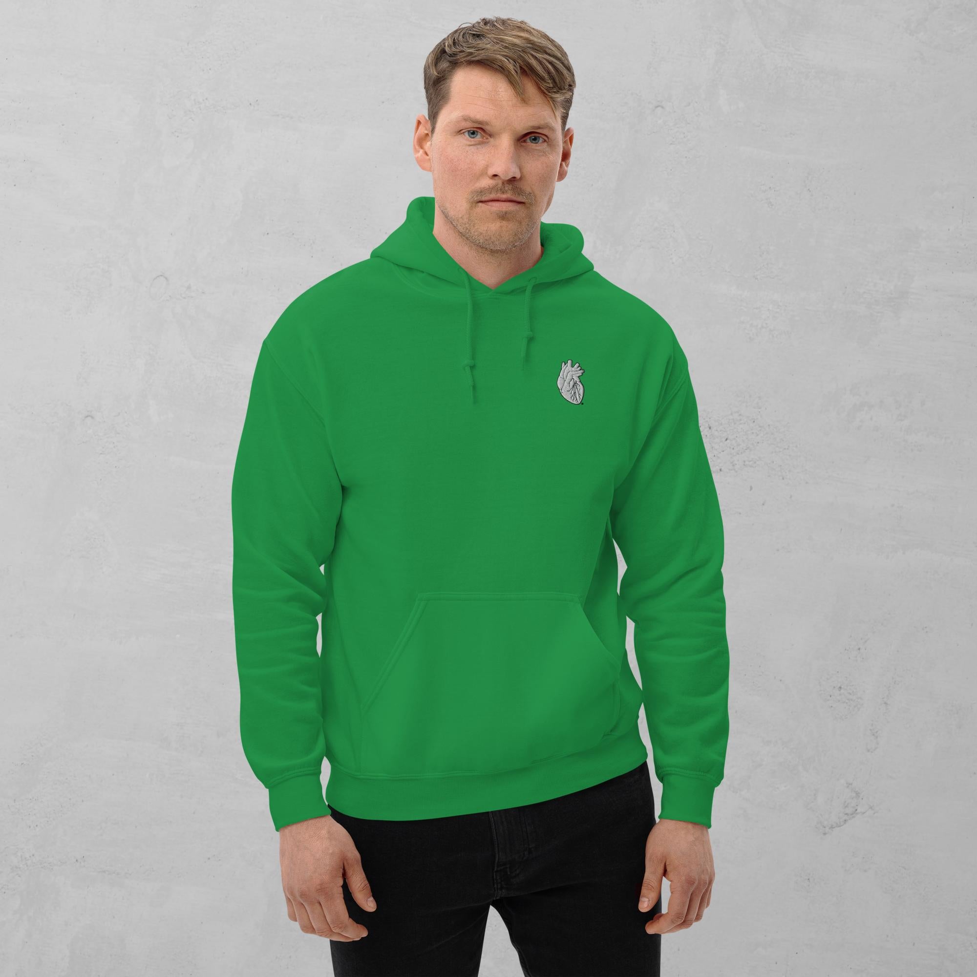 Iconic Heart Unisex Hoodie - White & Black Embroidery