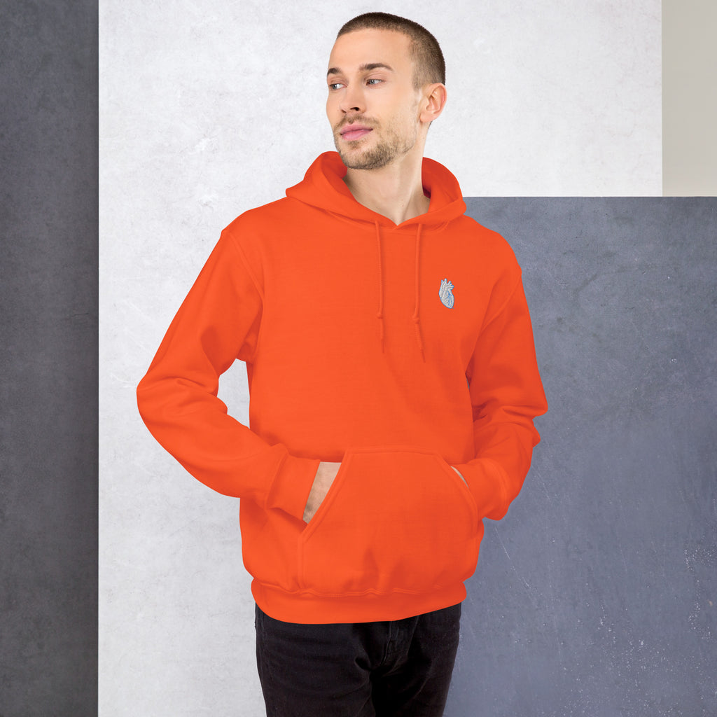 Iconic Heart Classic Hoodie - White & Blue Embroidery