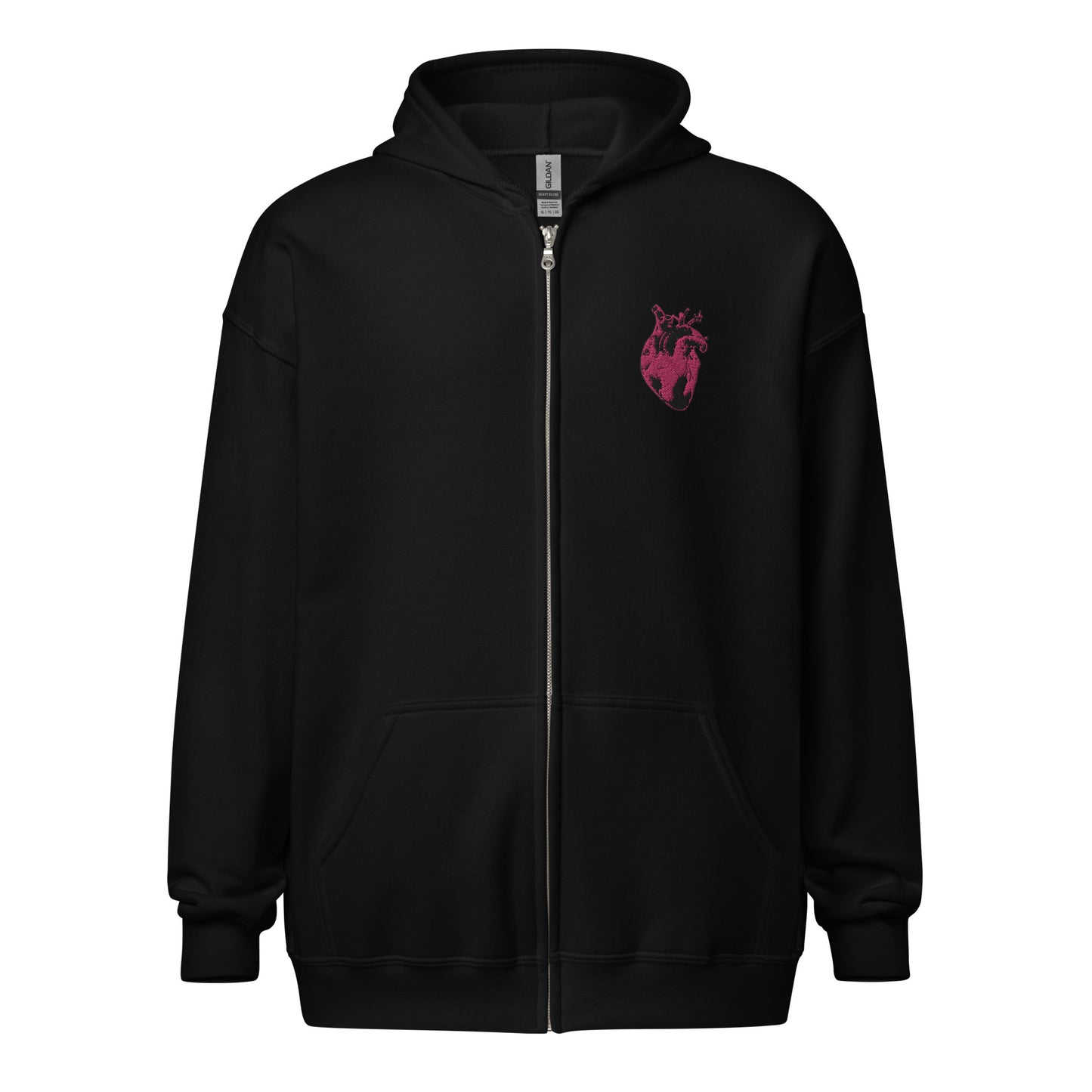 Embroidered Pink Heart #2 Unisex heavy blend zip hoodie