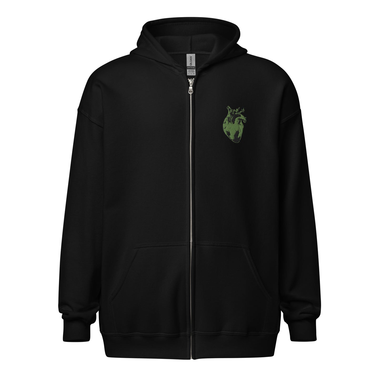 Embroidered Green Heart #2 Unisex heavy blend zip hoodie