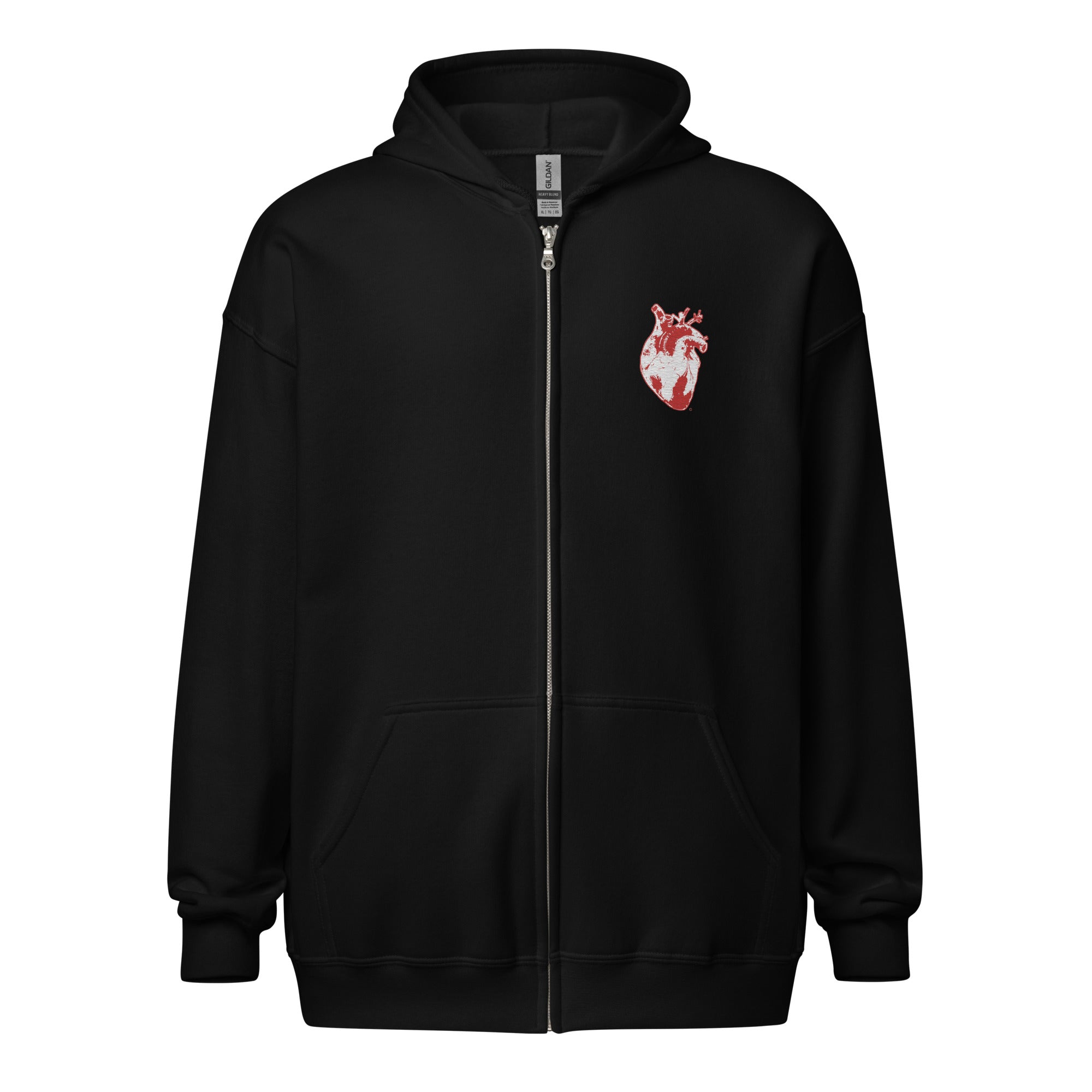 Atomic Heart Embroidered Unisex Zip Hoodie -Red & White