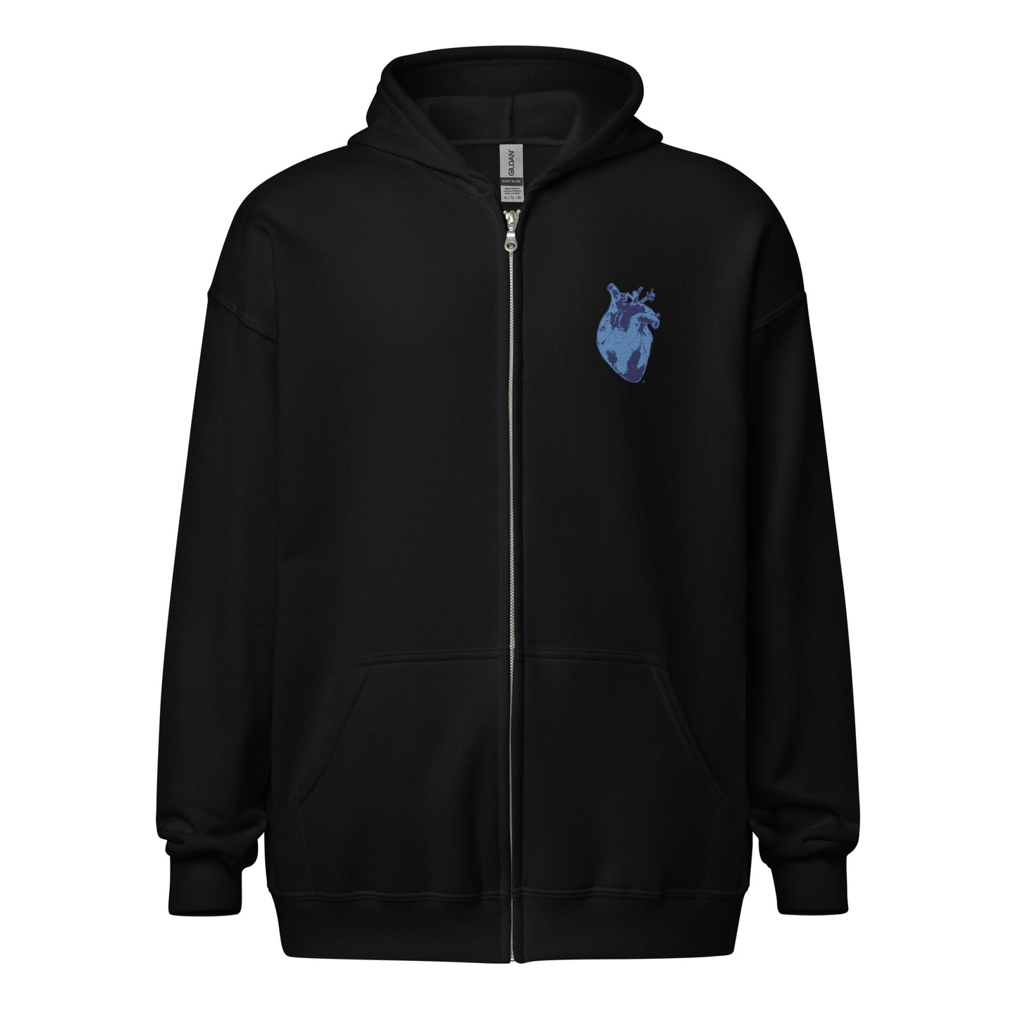 Embroidered Blue Heart #2 Unisex heavy blend zip hoodie