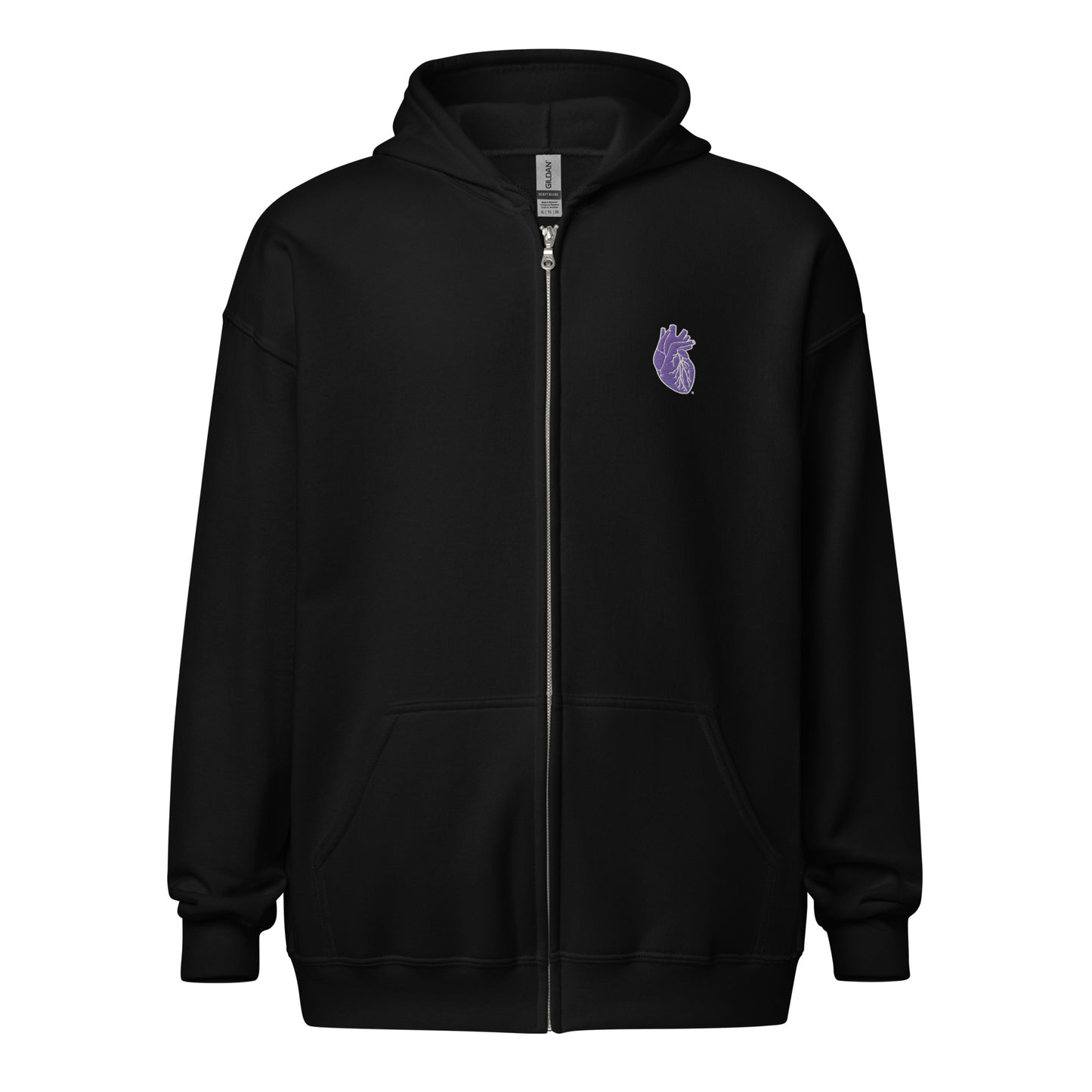 Embroidered Purple&White Heart Unisex heavy blend zip hoodie