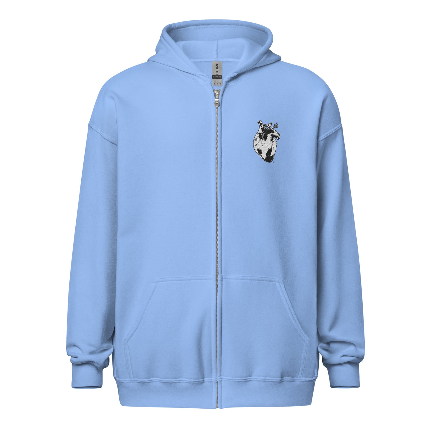 Embroidered White Heart #2 Unisex heavy blend zip hoodie