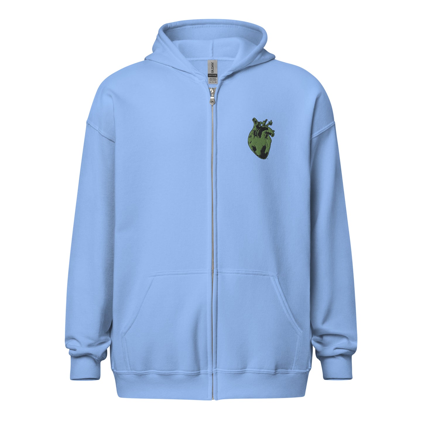 Embroidered Green Heart #2 Unisex heavy blend zip hoodie