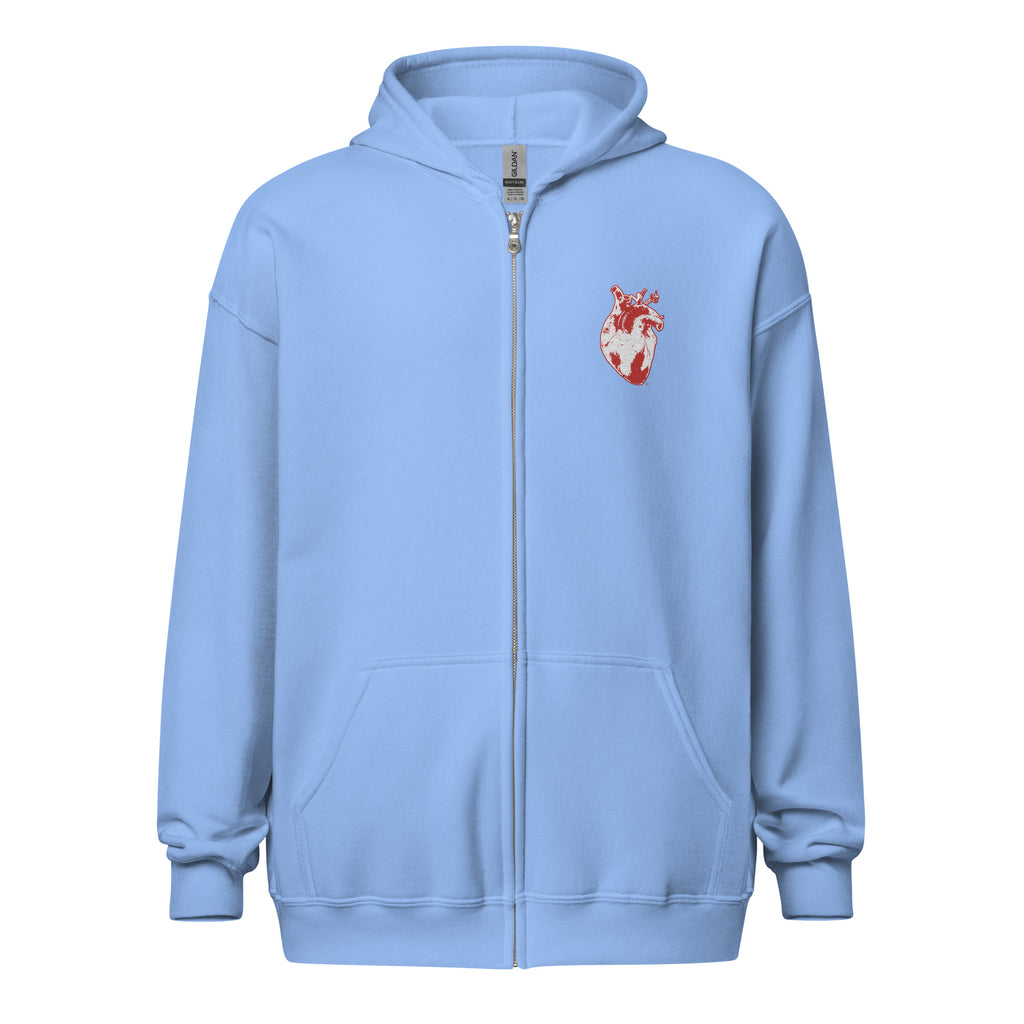 Atomic Heart Embroidered Unisex Zip Hoodie -Red & White
