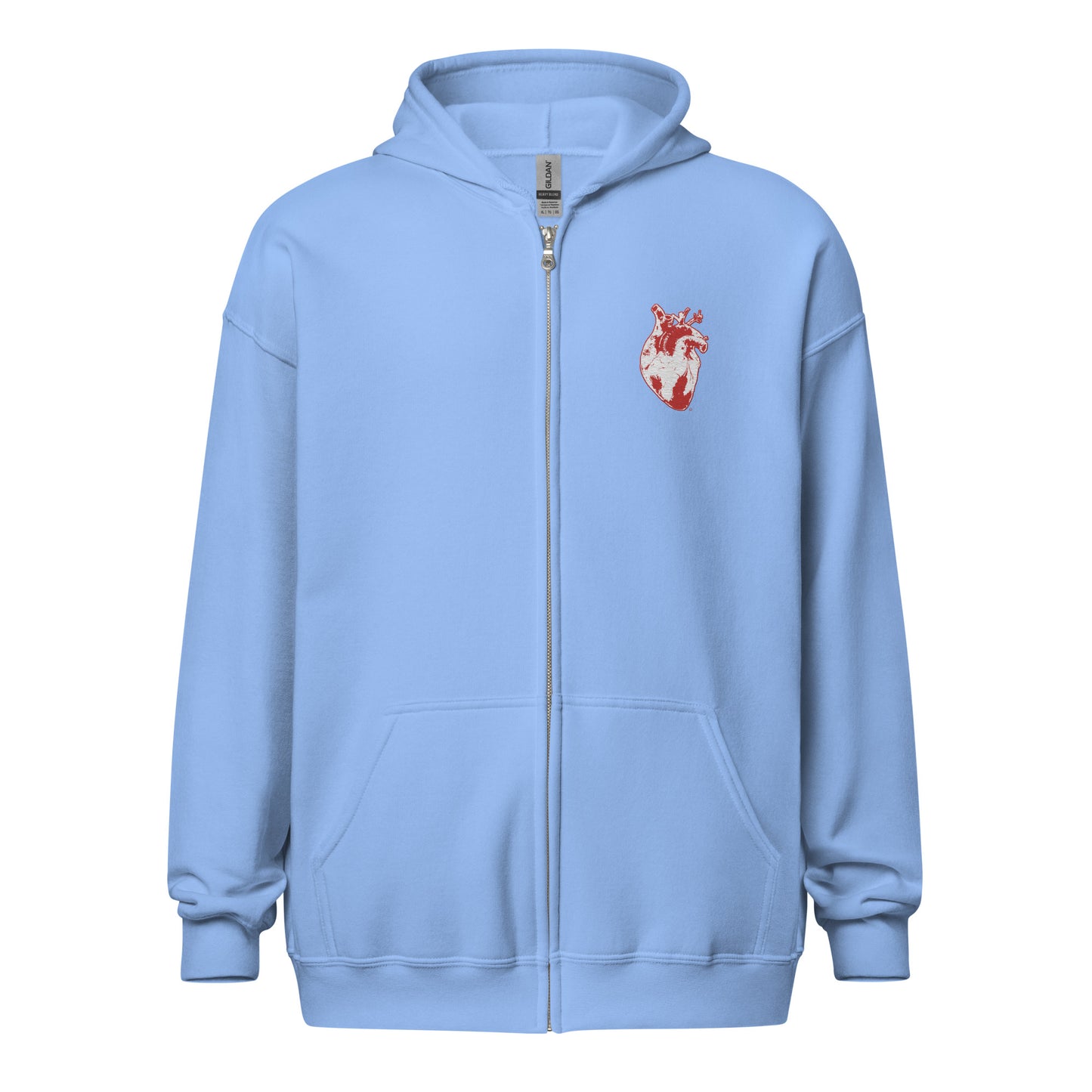 Embroidered Red&White Heart #2 Unisex heavy blend zip hoodie