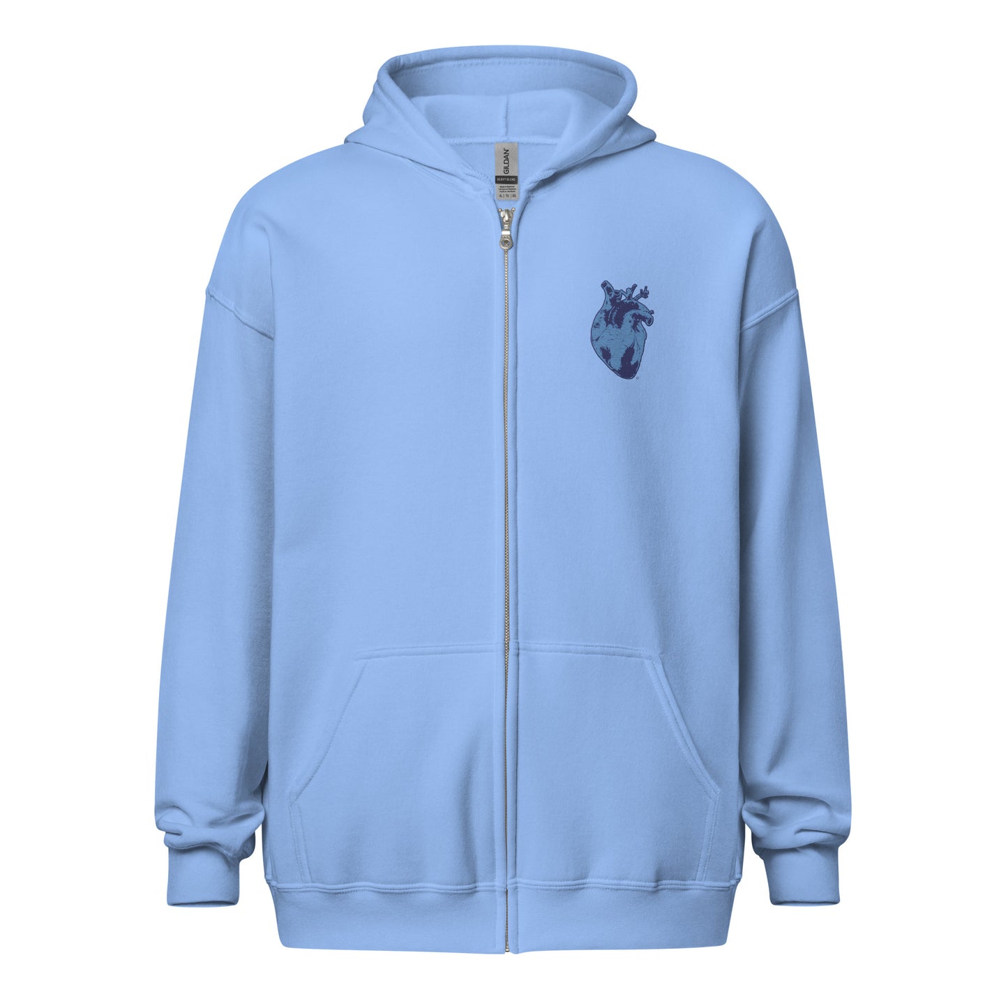 Embroidered Blue Heart #2 Unisex heavy blend zip hoodie