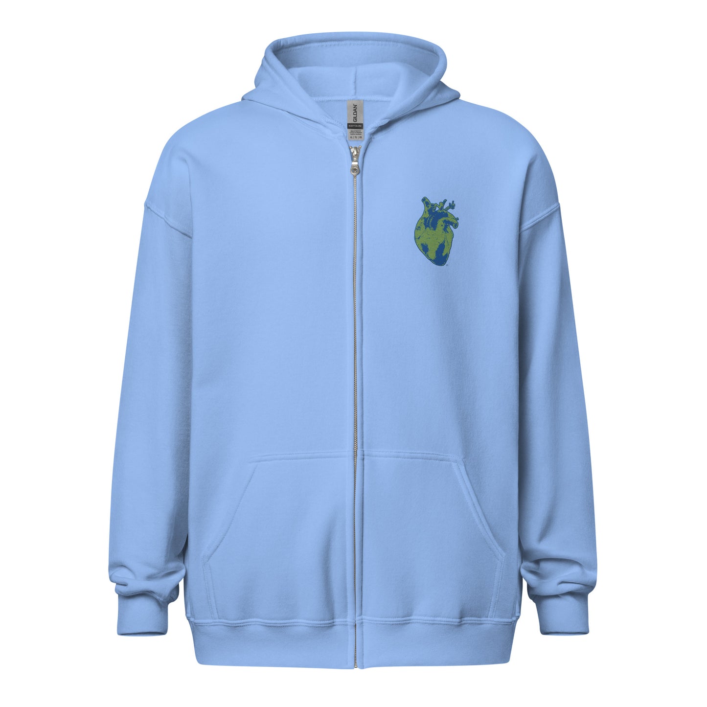 Embroidered Green&Blue Heart #2 Unisex heavy blend zip hoodie