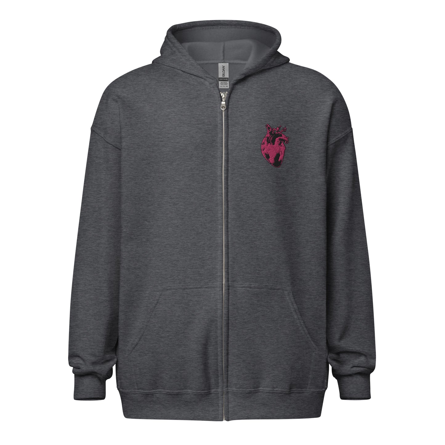 Embroidered Pink Heart #2 Unisex heavy blend zip hoodie