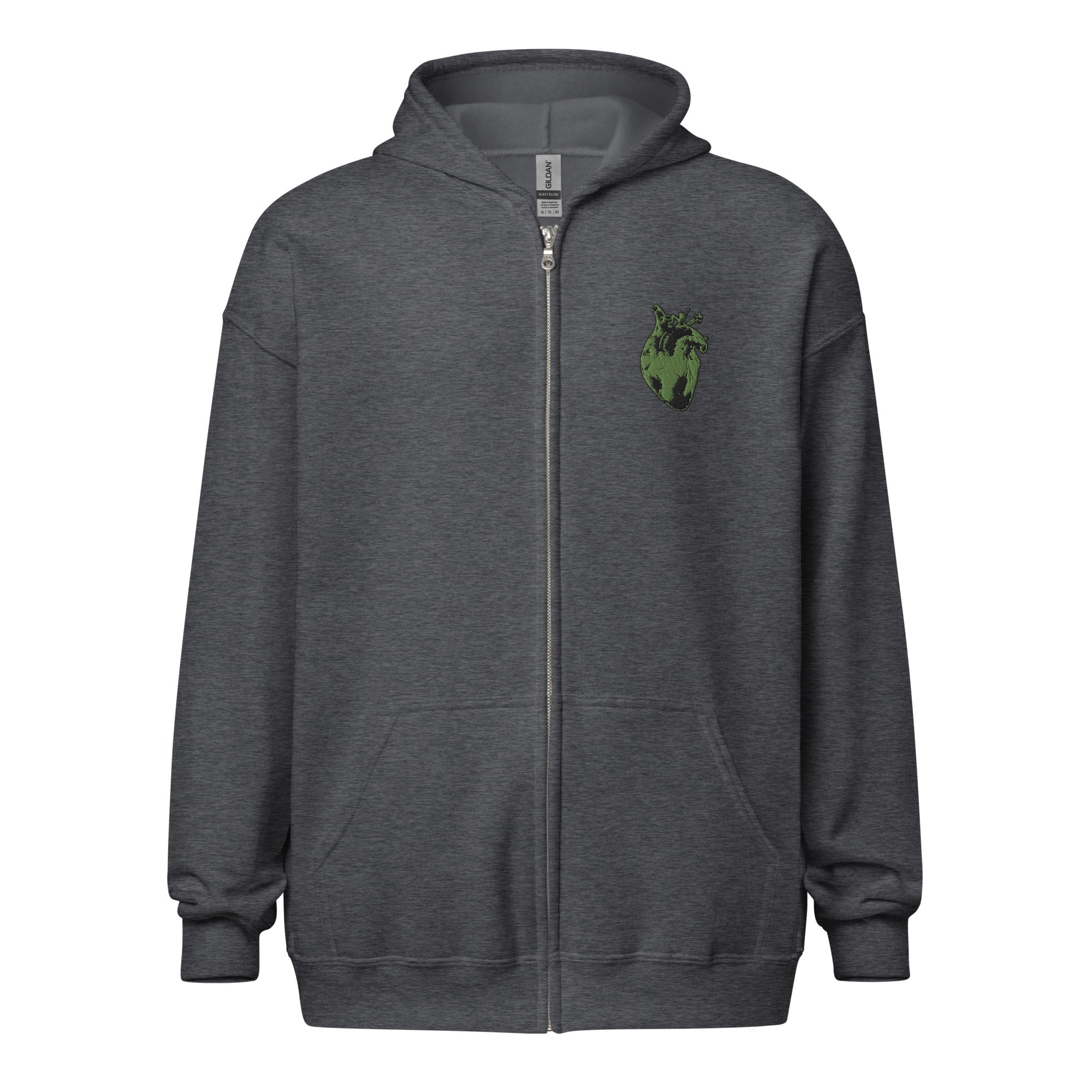 Atomic Heart Embroidered Unisex Zip Hoodie -Green