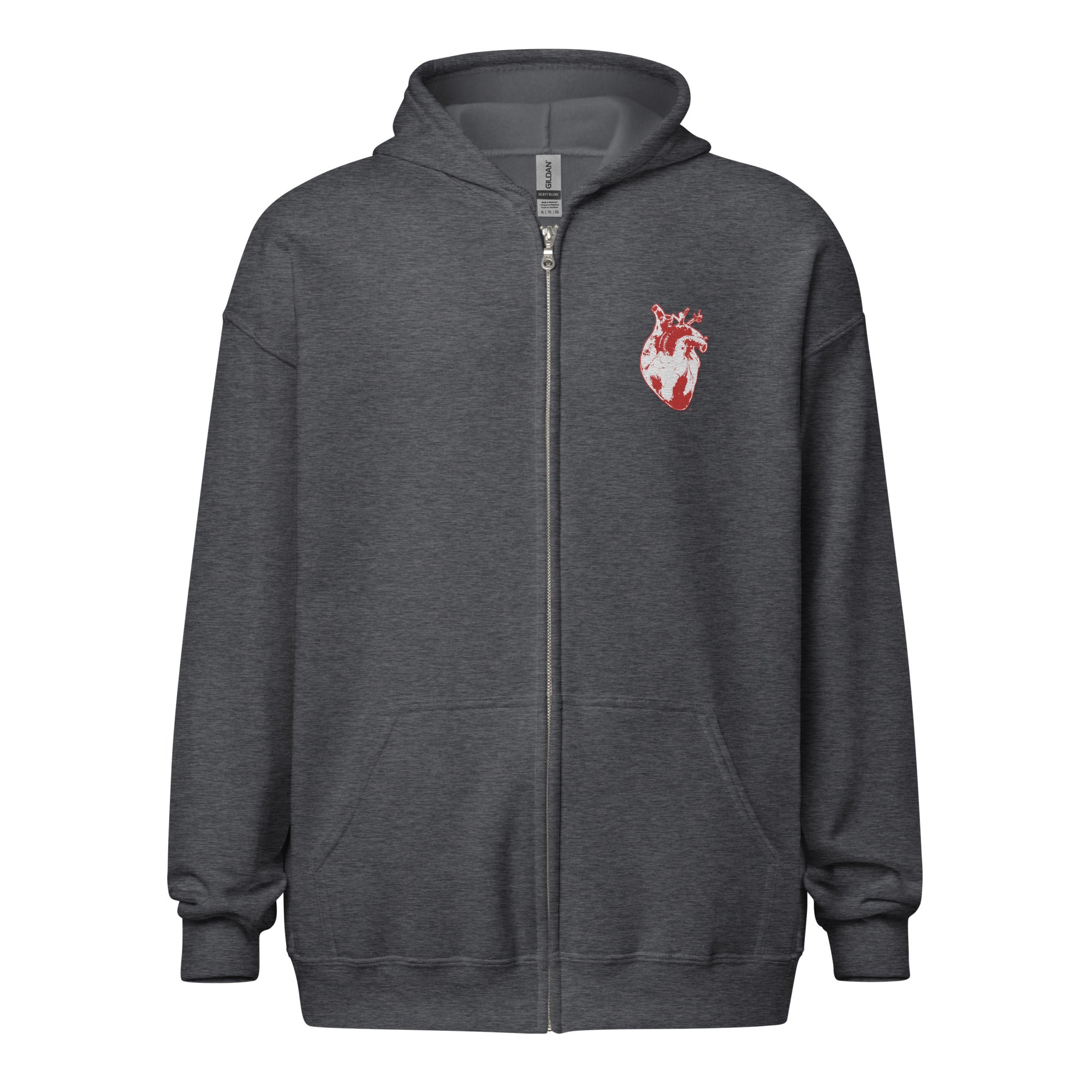 Atomic Heart Embroidered Unisex Zip Hoodie -Red & White