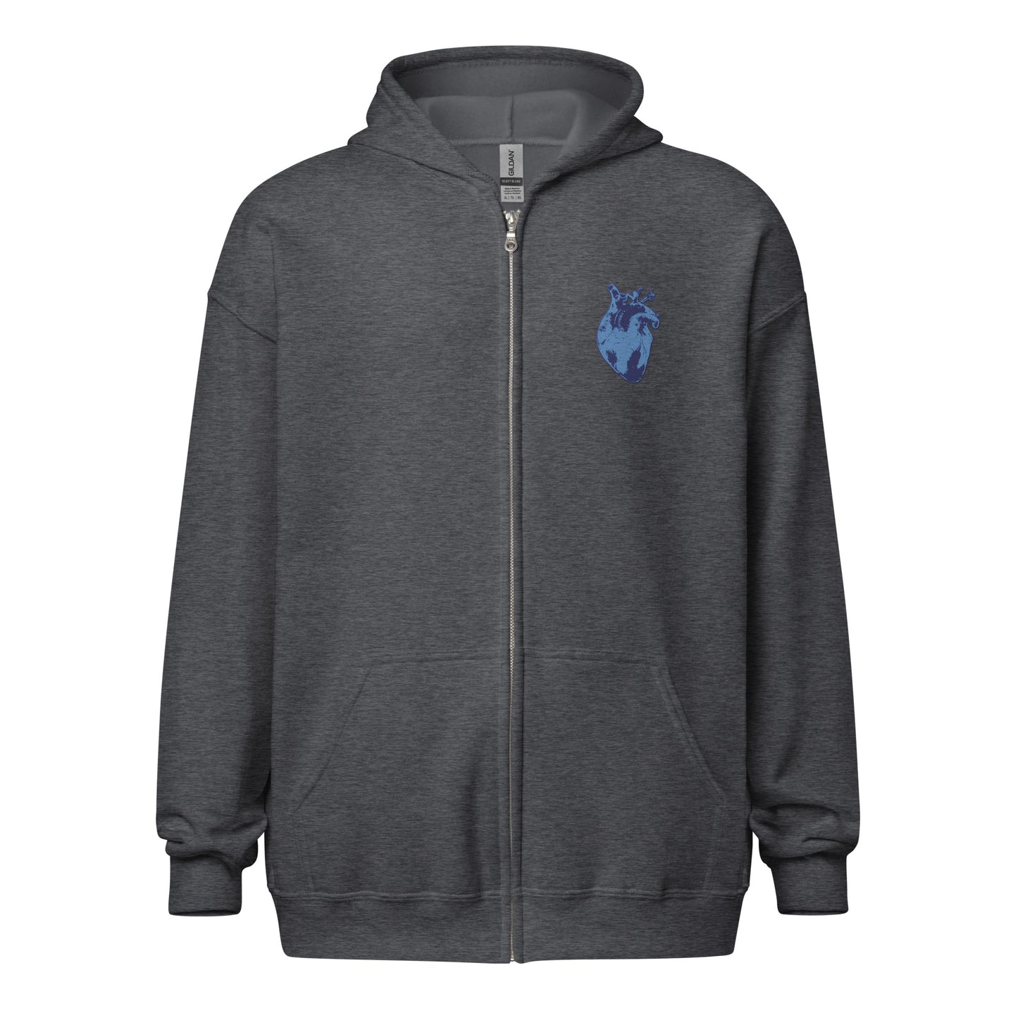 Embroidered Blue Heart #2 Unisex heavy blend zip hoodie