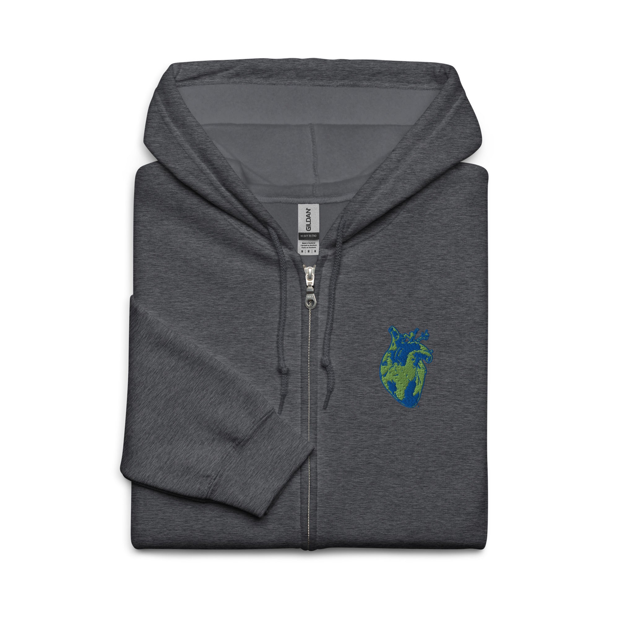 Atomic Heart Zip Hoodie - Blue & Green Embroidery