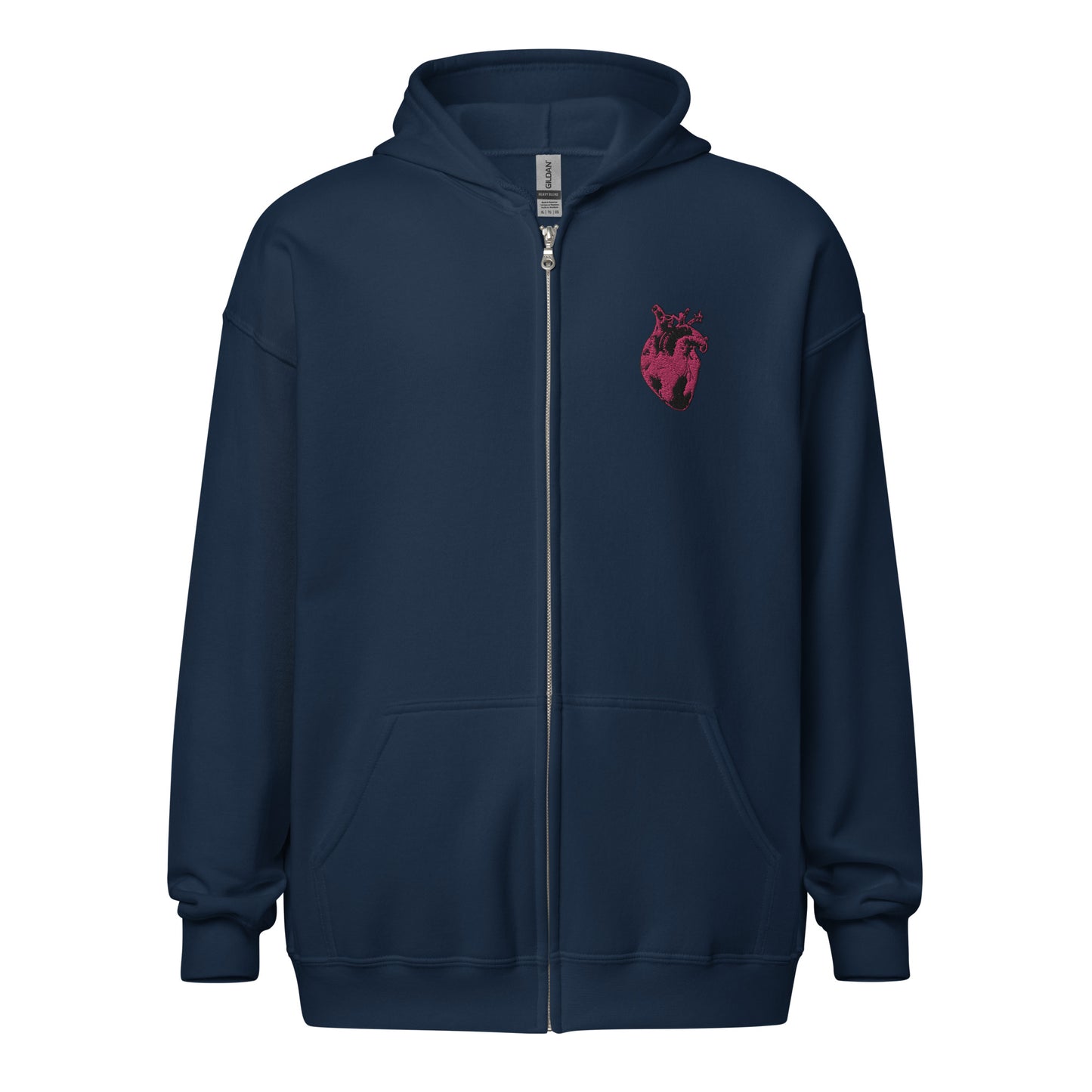 Embroidered Pink Heart #2 Unisex heavy blend zip hoodie