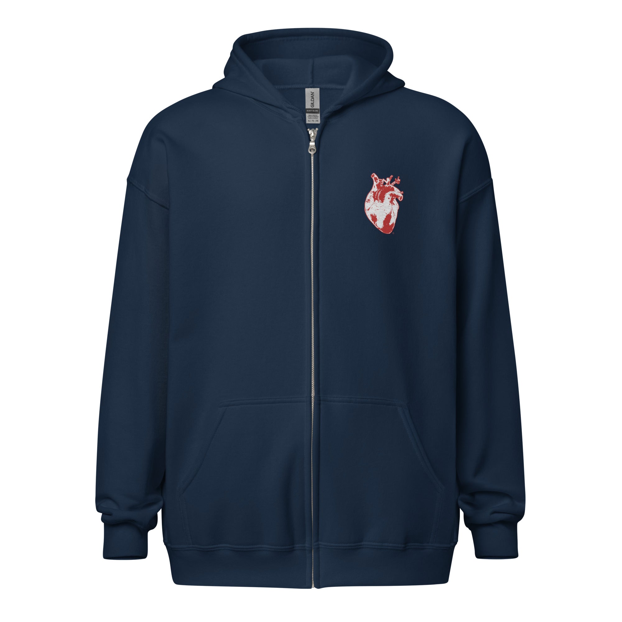 Atomic Heart Embroidered Unisex Zip Hoodie -Red & White