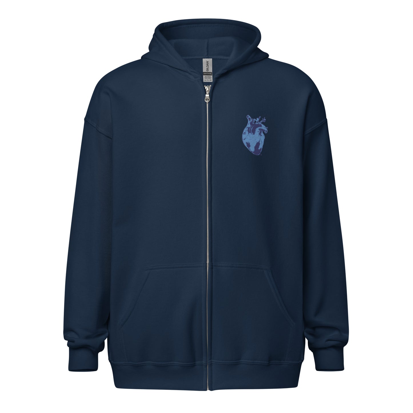 Embroidered Blue Heart #2 Unisex heavy blend zip hoodie