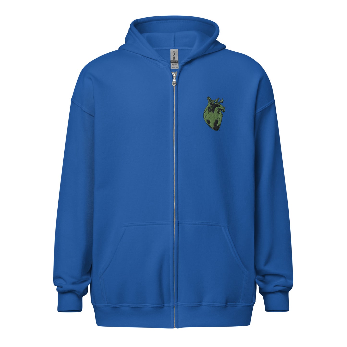 Embroidered Green Heart #2 Unisex heavy blend zip hoodie