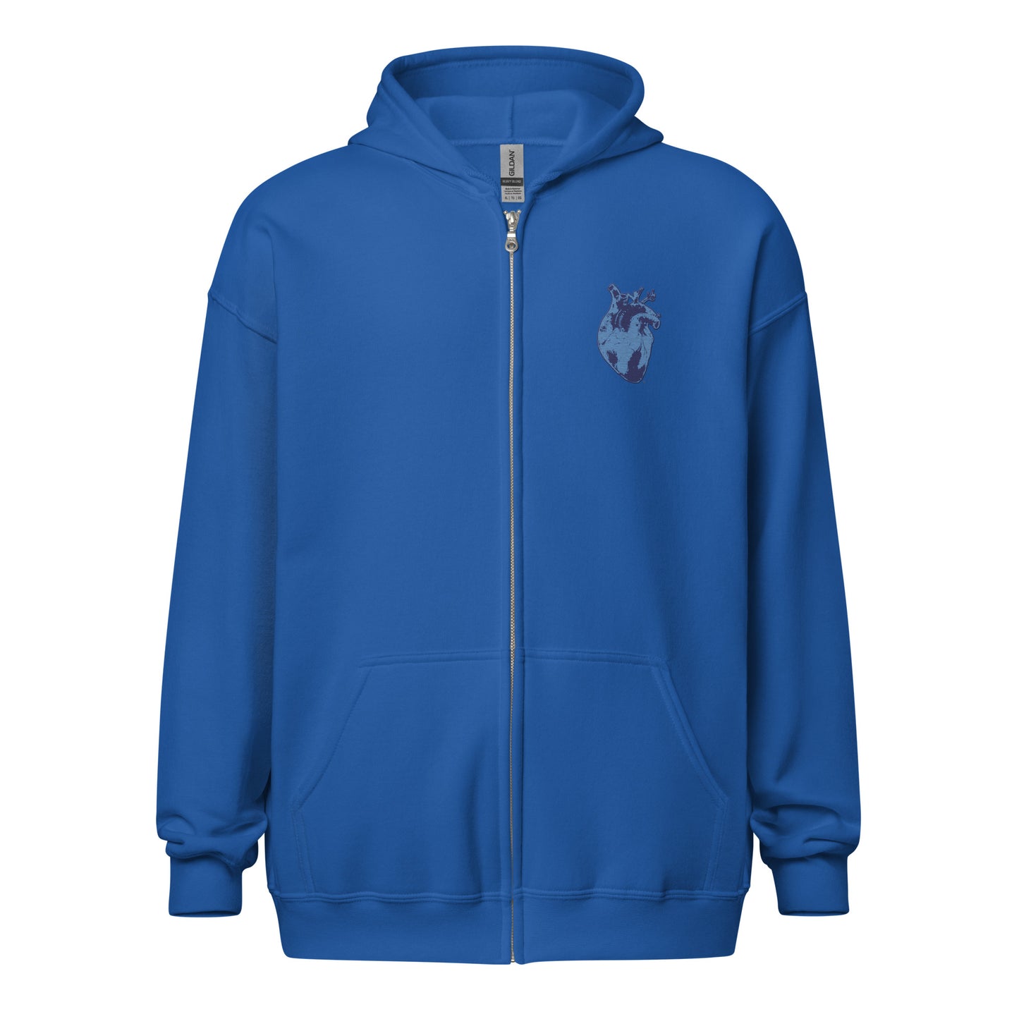 Embroidered Blue Heart #2 Unisex heavy blend zip hoodie